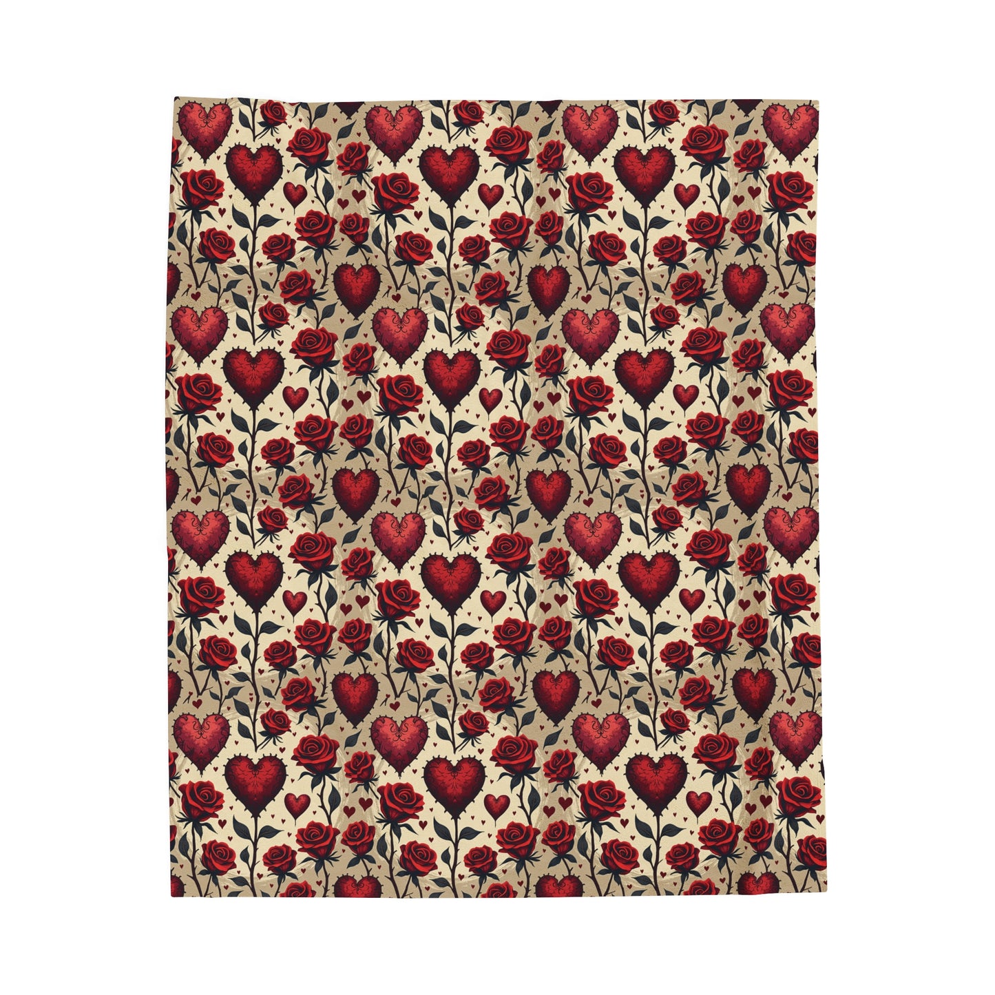 Gothic Tattoo Style Valentines Velveteen Plush Blanket