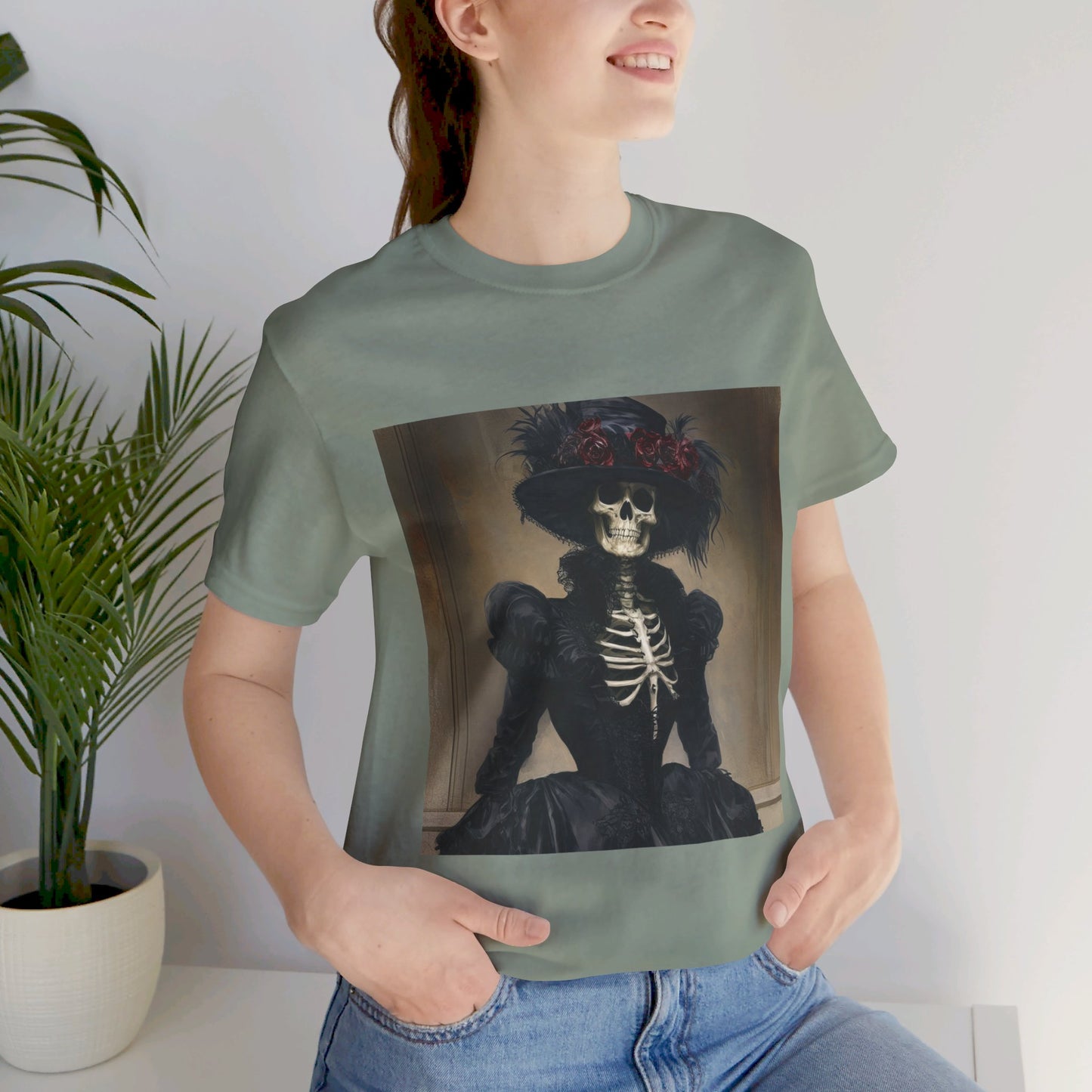 Creepy victorian Skeleton Unisex Jersey Short Sleeve Tee