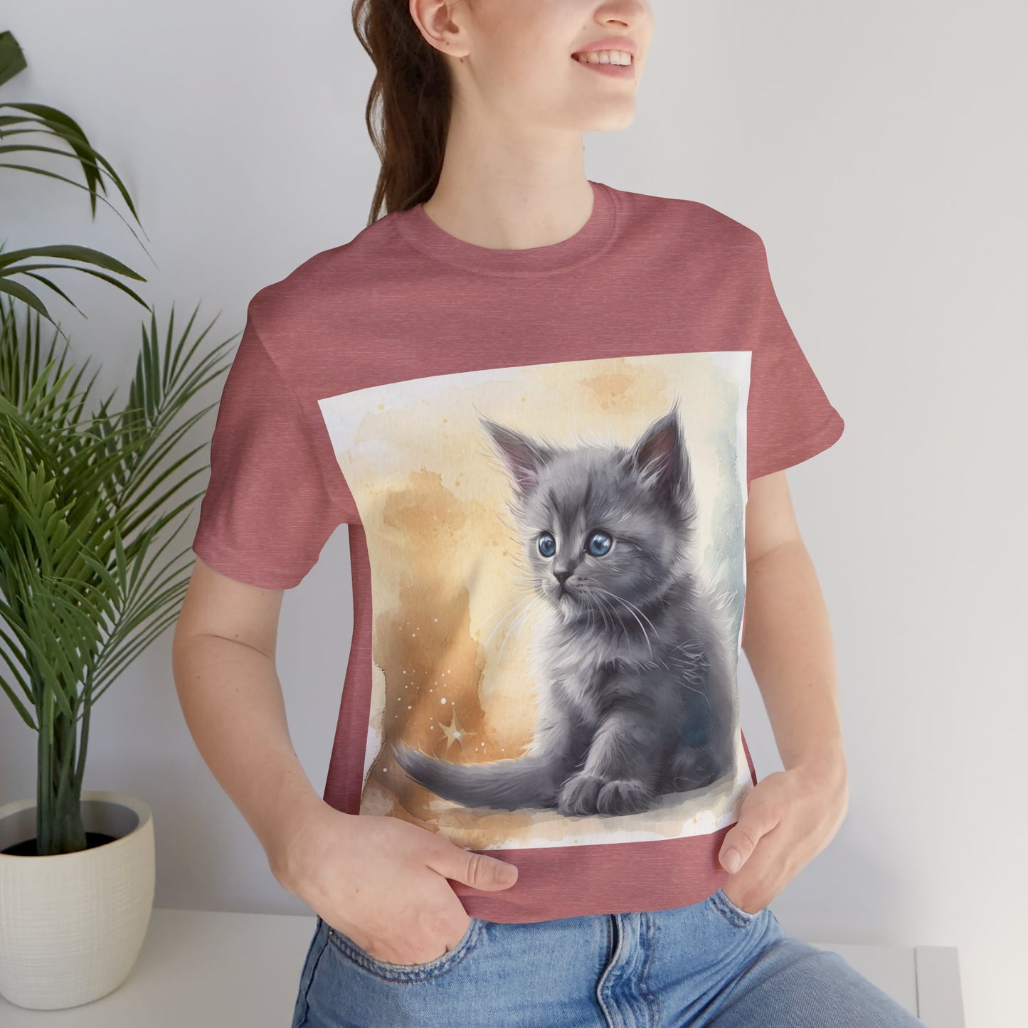 Fluffy Gray Kitten Unisex Jersey Short Sleeve Tee