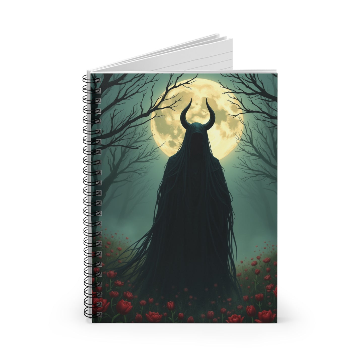 Gothic Flower Field Spiral Notebook - Ruled Line, Dark Aesthetic Journal for Creativity & Planning
