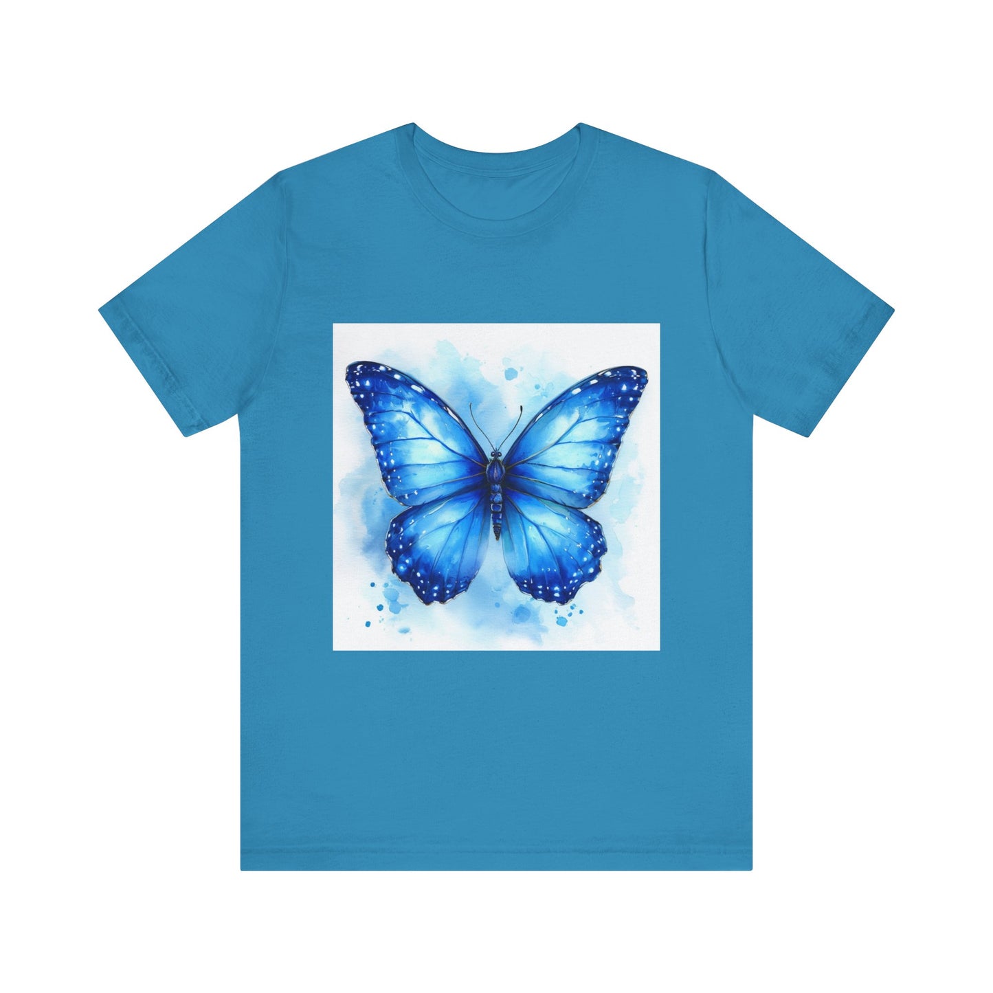 Blue Watercolor Butterfly Unisex Jersey Tee - Nature Inspired T-Shirt