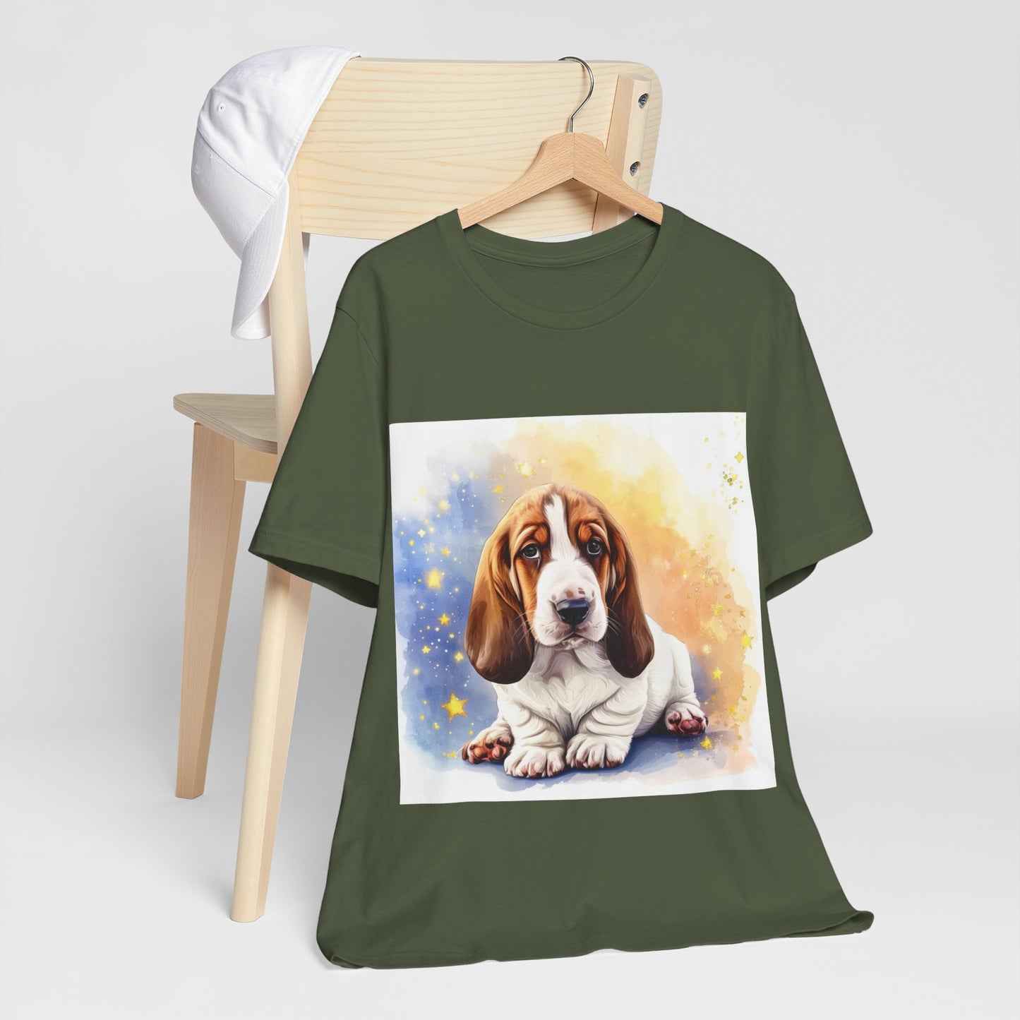 Watercolor Basset Hound Unisex Jersey Short Sleeve Tee