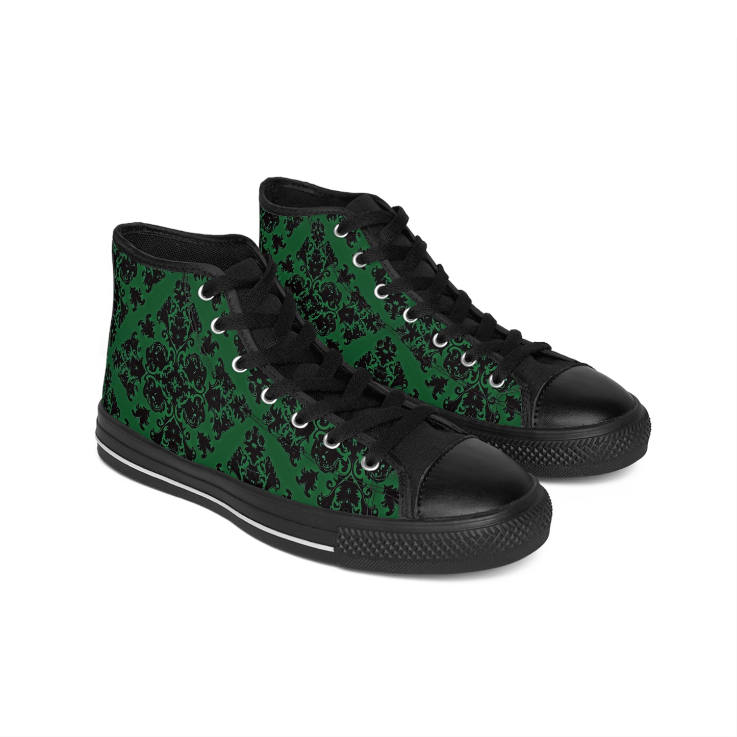 Green Victorian Gothic Pattern Women's Classic Sneakers