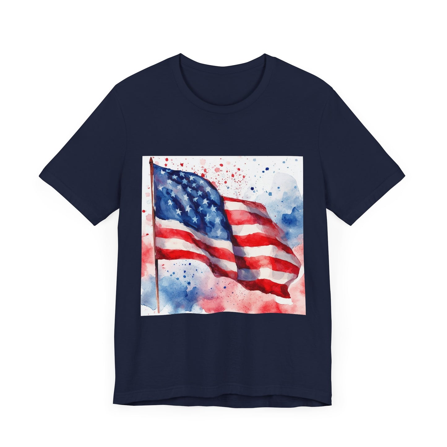 Patriotic Watercolor Flag Tee - Unisex Short Sleeve Shirt for Independence Day
