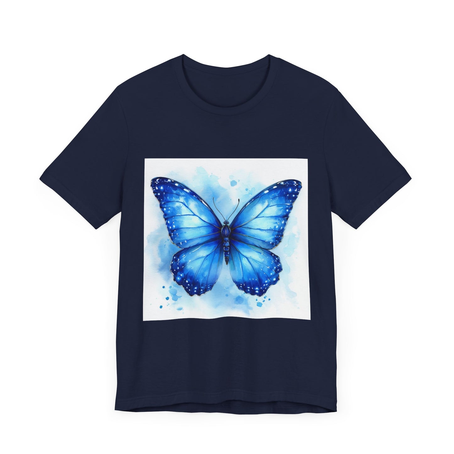 Blue Watercolor Butterfly Unisex Jersey Tee - Nature Inspired T-Shirt