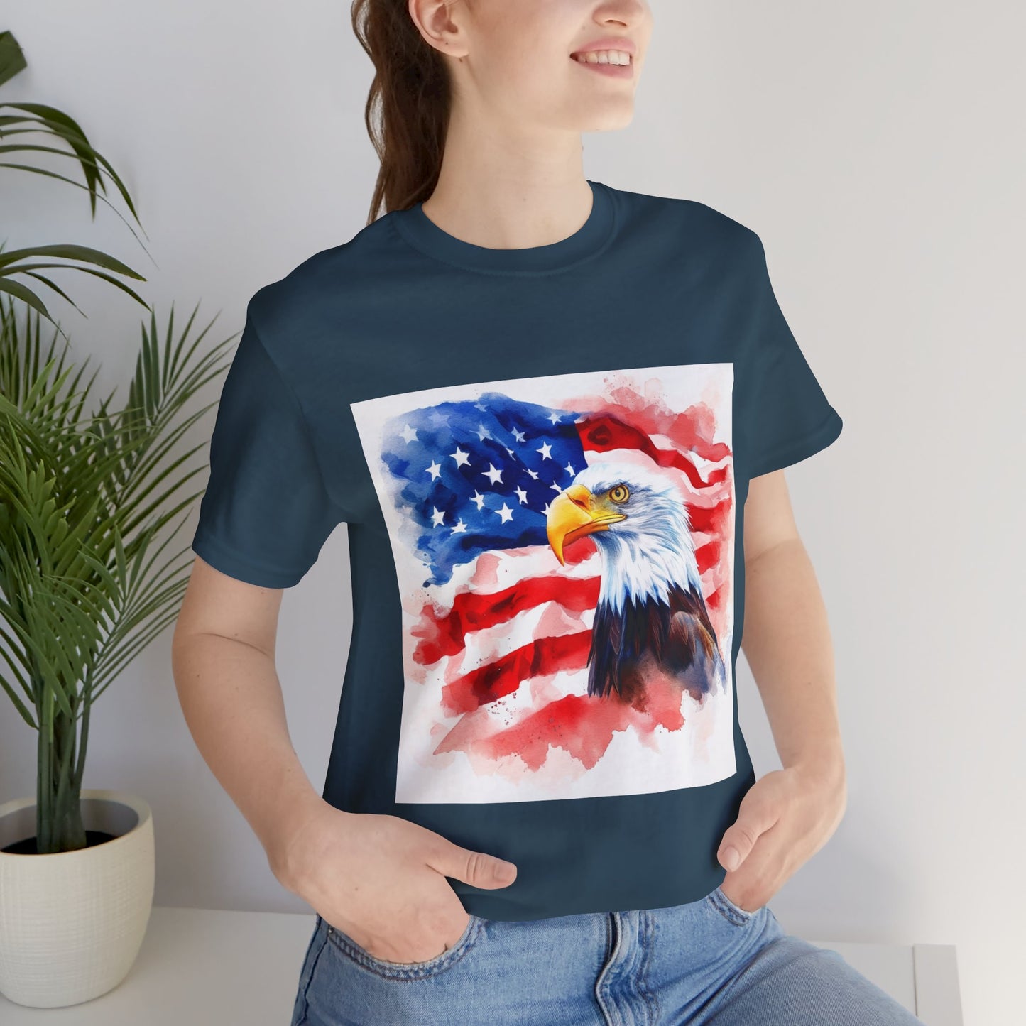 Patriotic Eagle Unisex Tee - American Flag Design