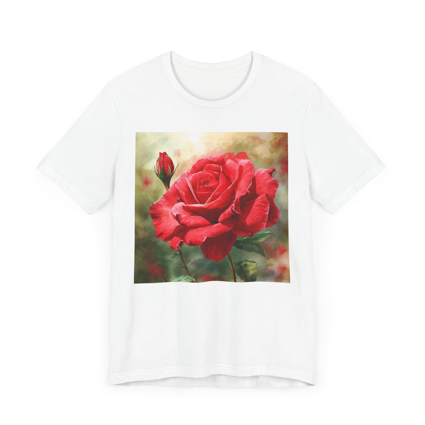 Elegant Rose Short Sleeve Tee - Perfect for Nature Lovers & Everyday Comfort