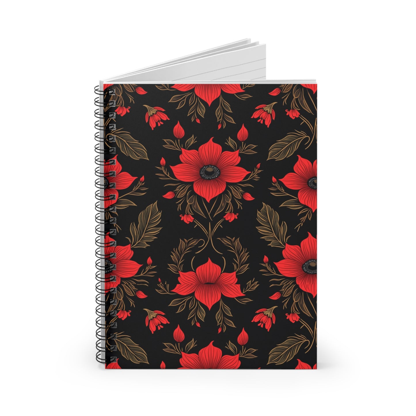Elegant Red Flowers Spiral Notebook - Elegant Red Flower Design