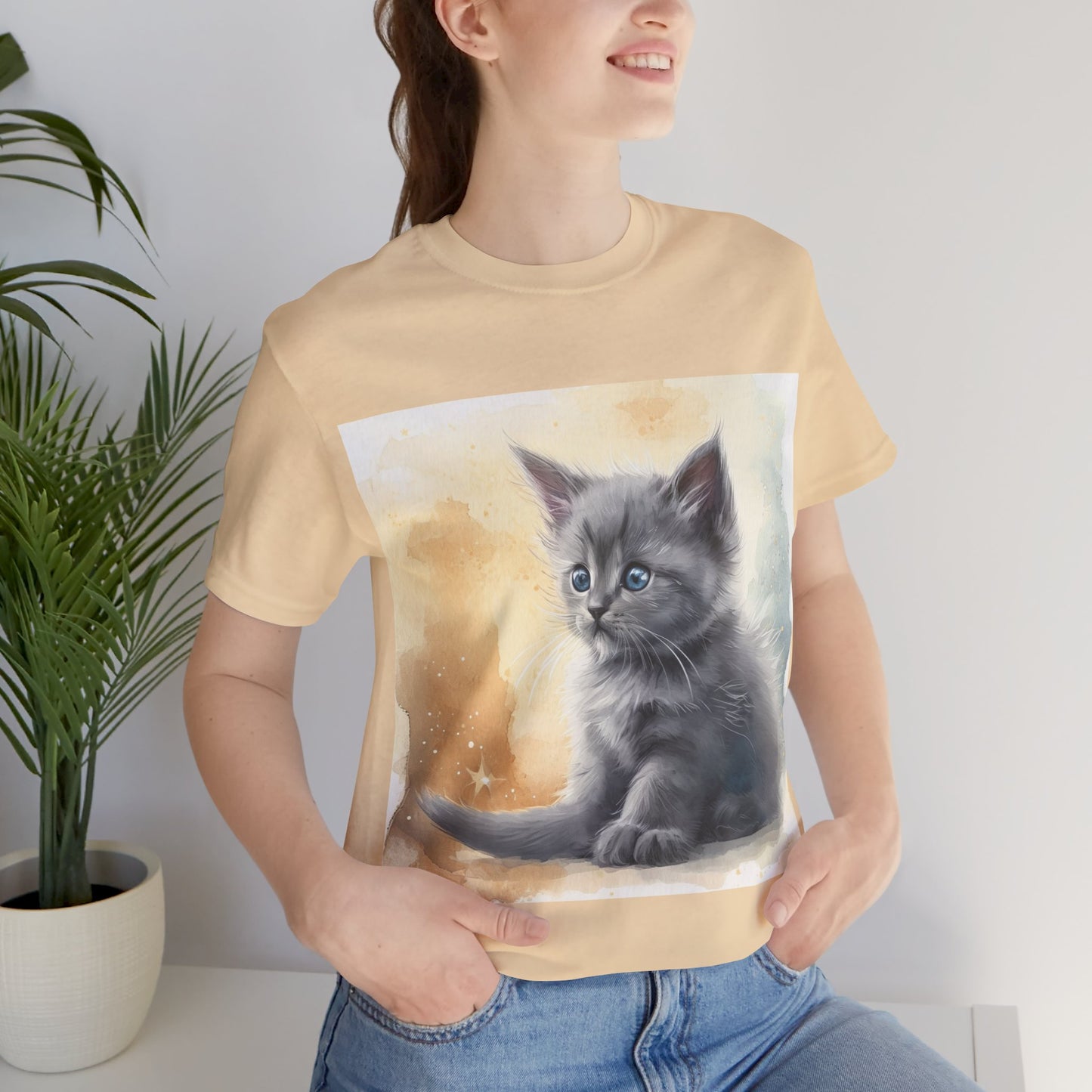 Fluffy Gray Kitten Unisex Jersey Short Sleeve Tee