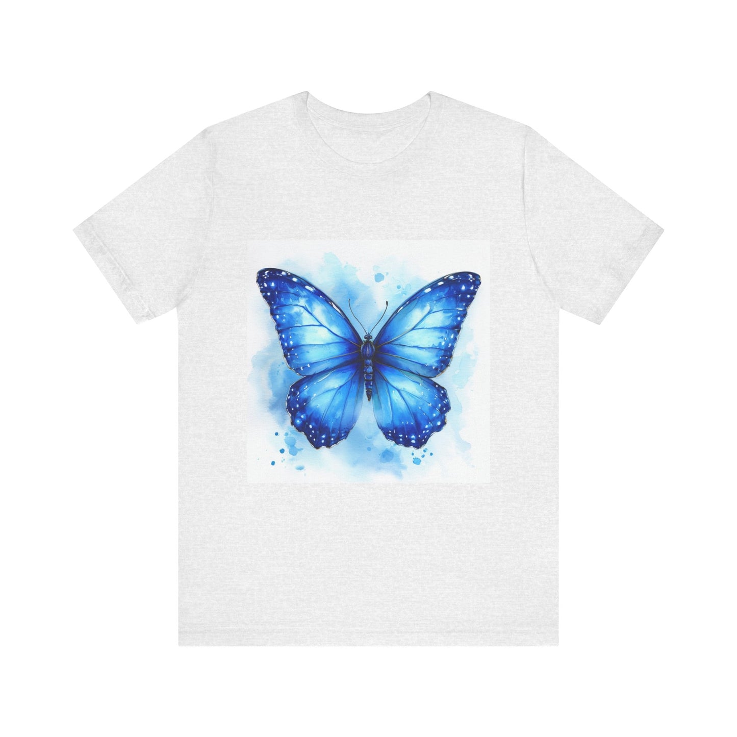 Blue Watercolor Butterfly Unisex Jersey Tee - Nature Inspired T-Shirt