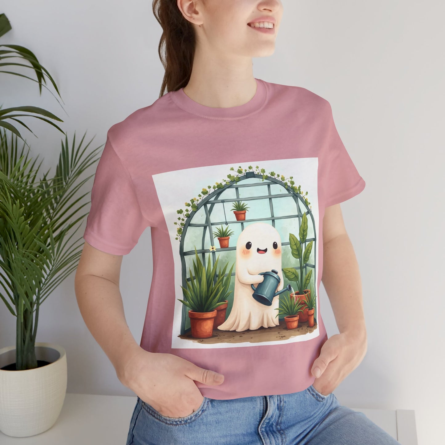 Cute Ghost Plant Lover Tee – Unisex Jersey Short Sleeve T-Shirt for Gardening Enthusiasts