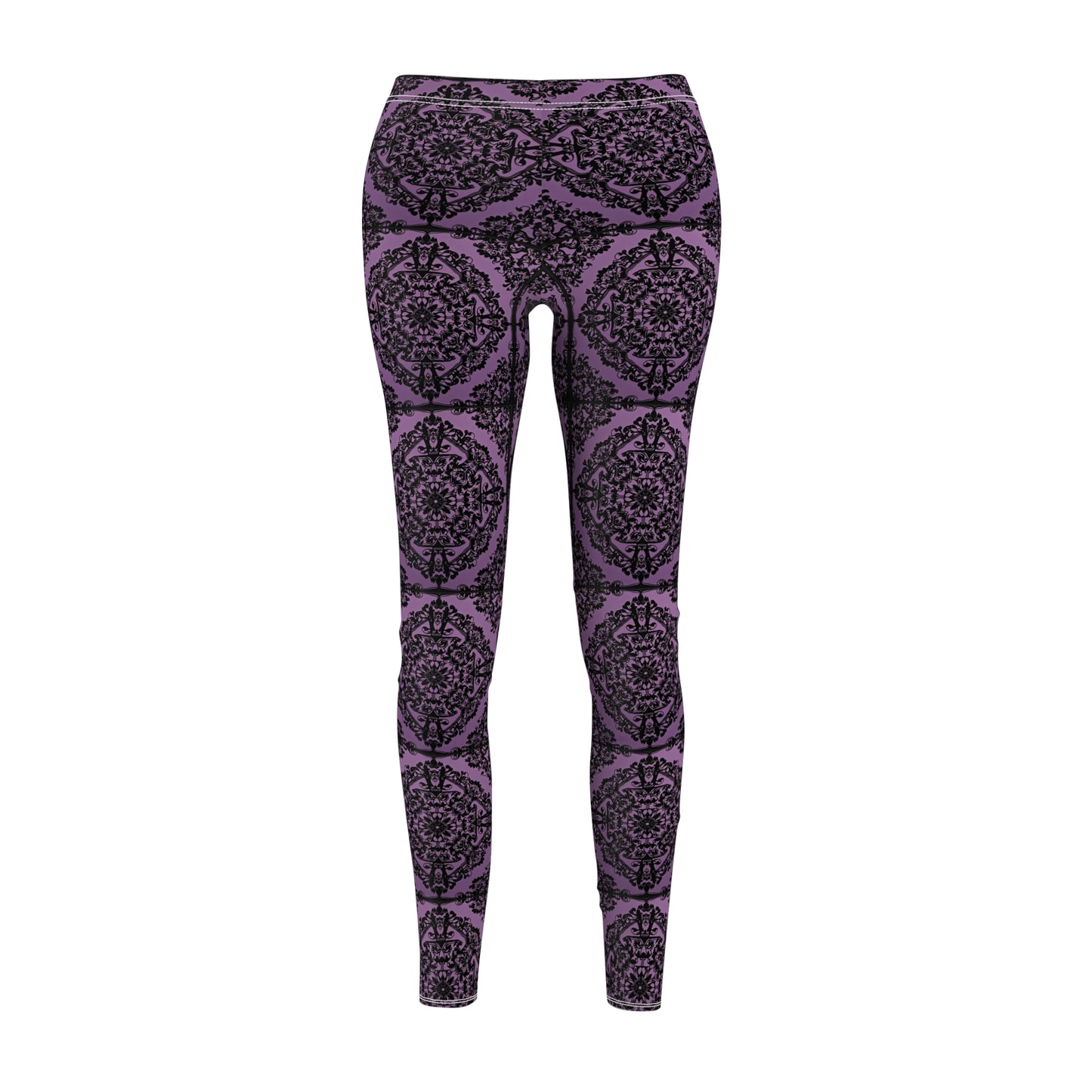 Intricate Black and Purple Pattern Women's Cut & Sew Casual Leggings (AOP)