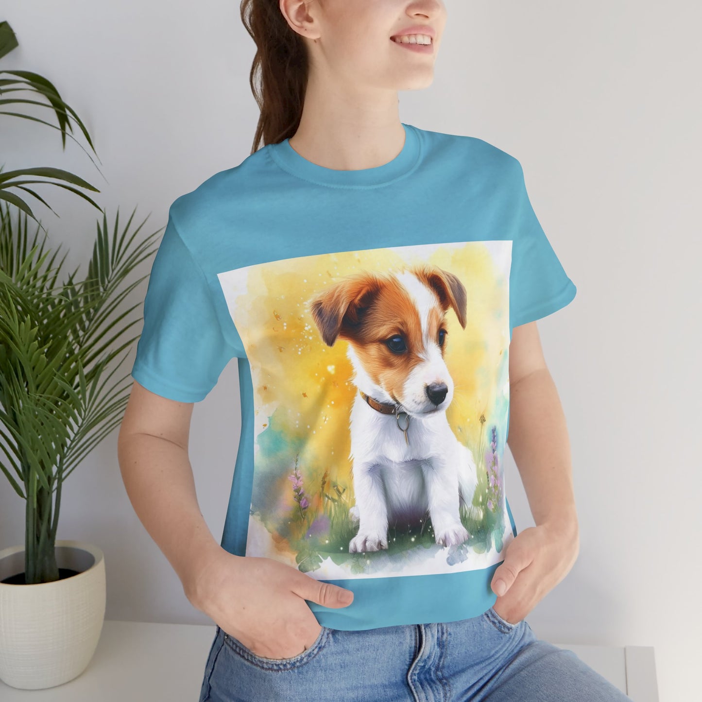 Fuzzy Jack Russell Unisex Jersey Short Sleeve Tee