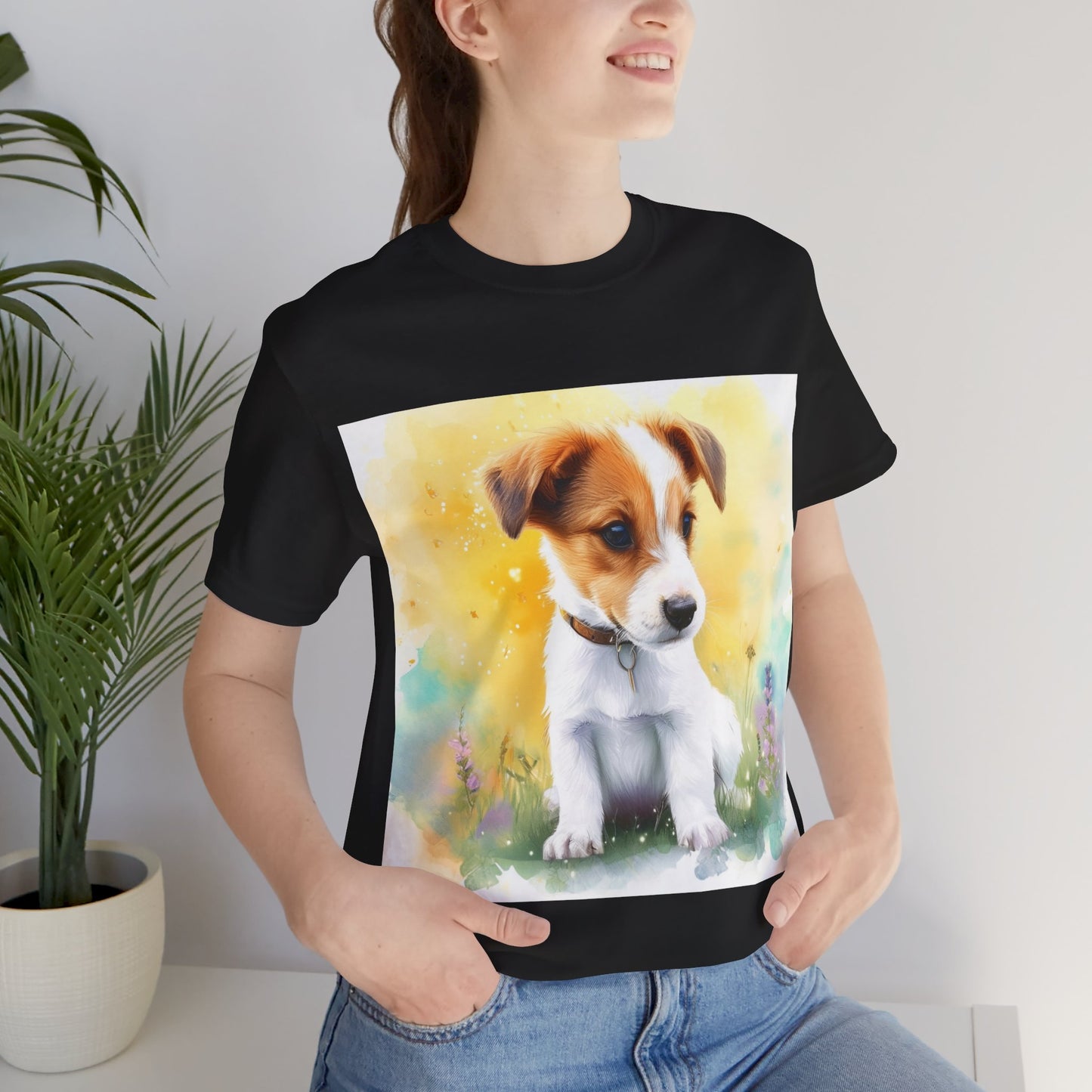 Fuzzy Jack Russell Unisex Jersey Short Sleeve Tee