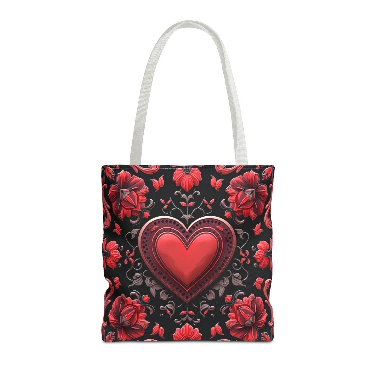 Elegant Floral Heart Design Tote Bag (AOP)