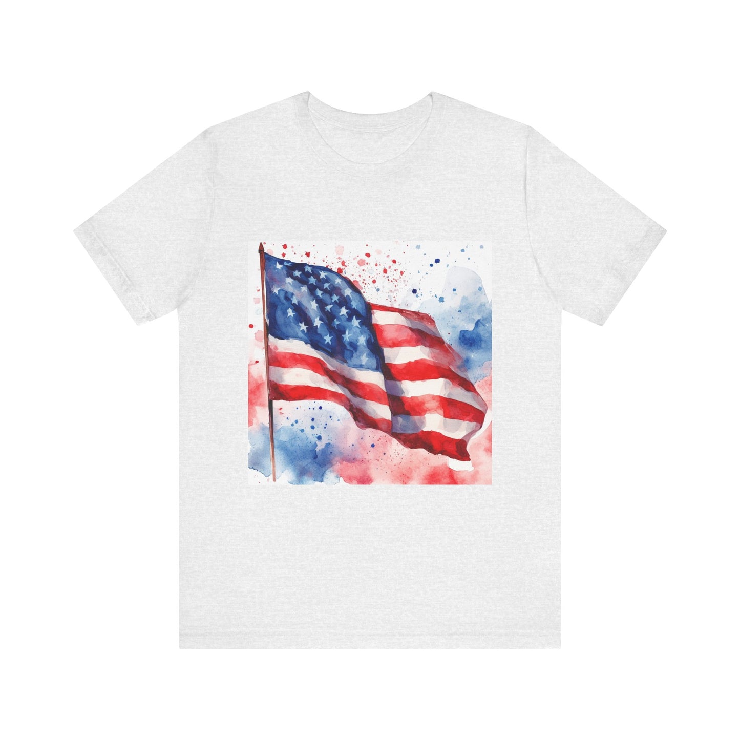 Patriotic Watercolor Flag Tee - Unisex Short Sleeve Shirt for Independence Day