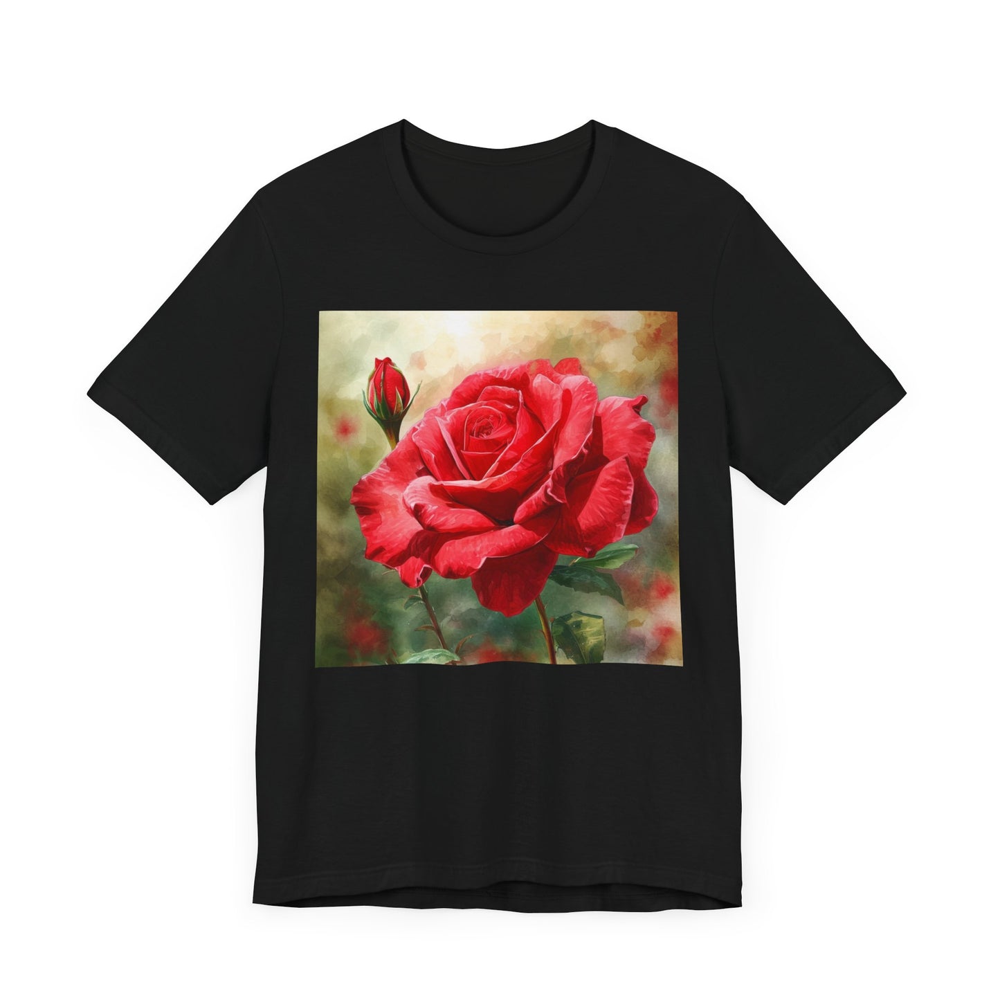 Elegant Rose Short Sleeve Tee - Perfect for Nature Lovers & Everyday Comfort