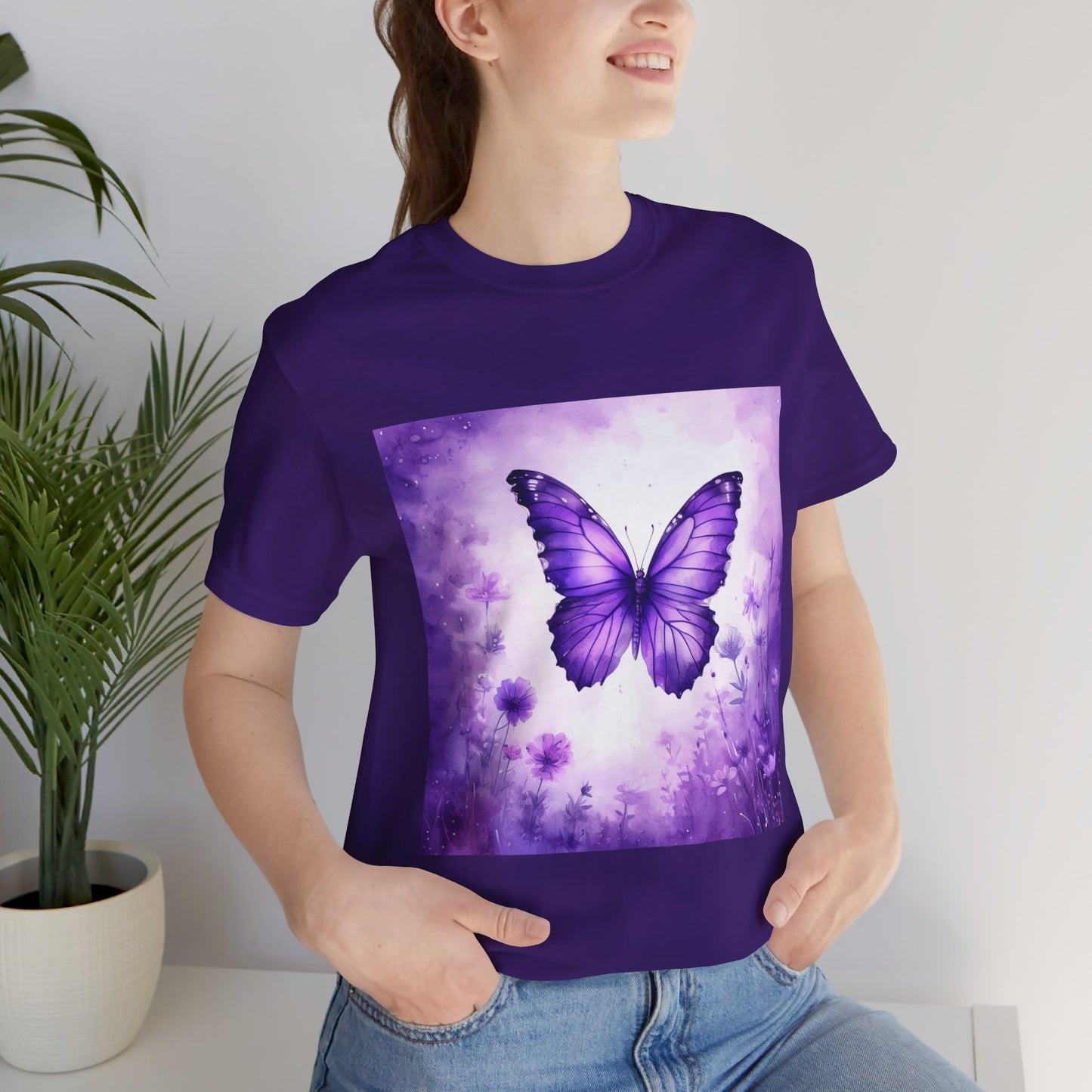 Lavender Flutter Unisex Short Sleeve Tee - Nature Inspired T-Shirt for Relaxed Days