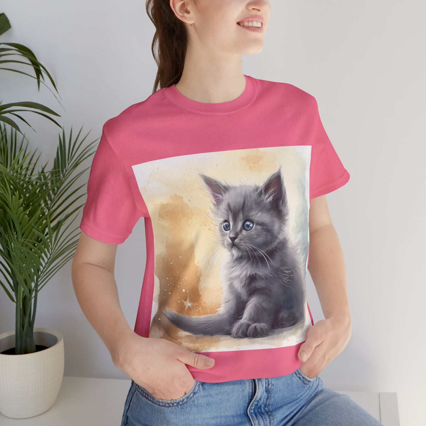 Fluffy Gray Kitten Unisex Jersey Short Sleeve Tee