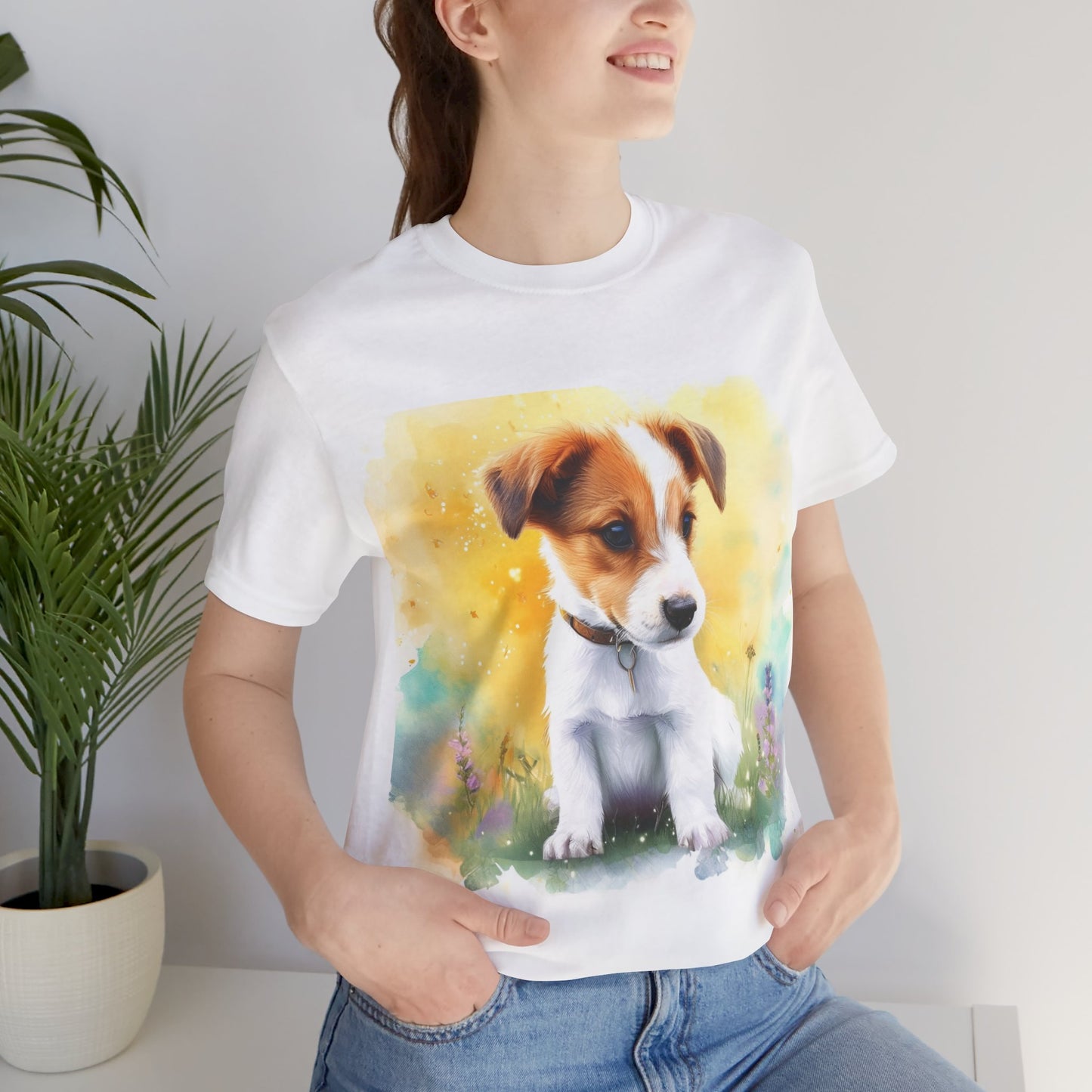 Fuzzy Jack Russell Unisex Jersey Short Sleeve Tee