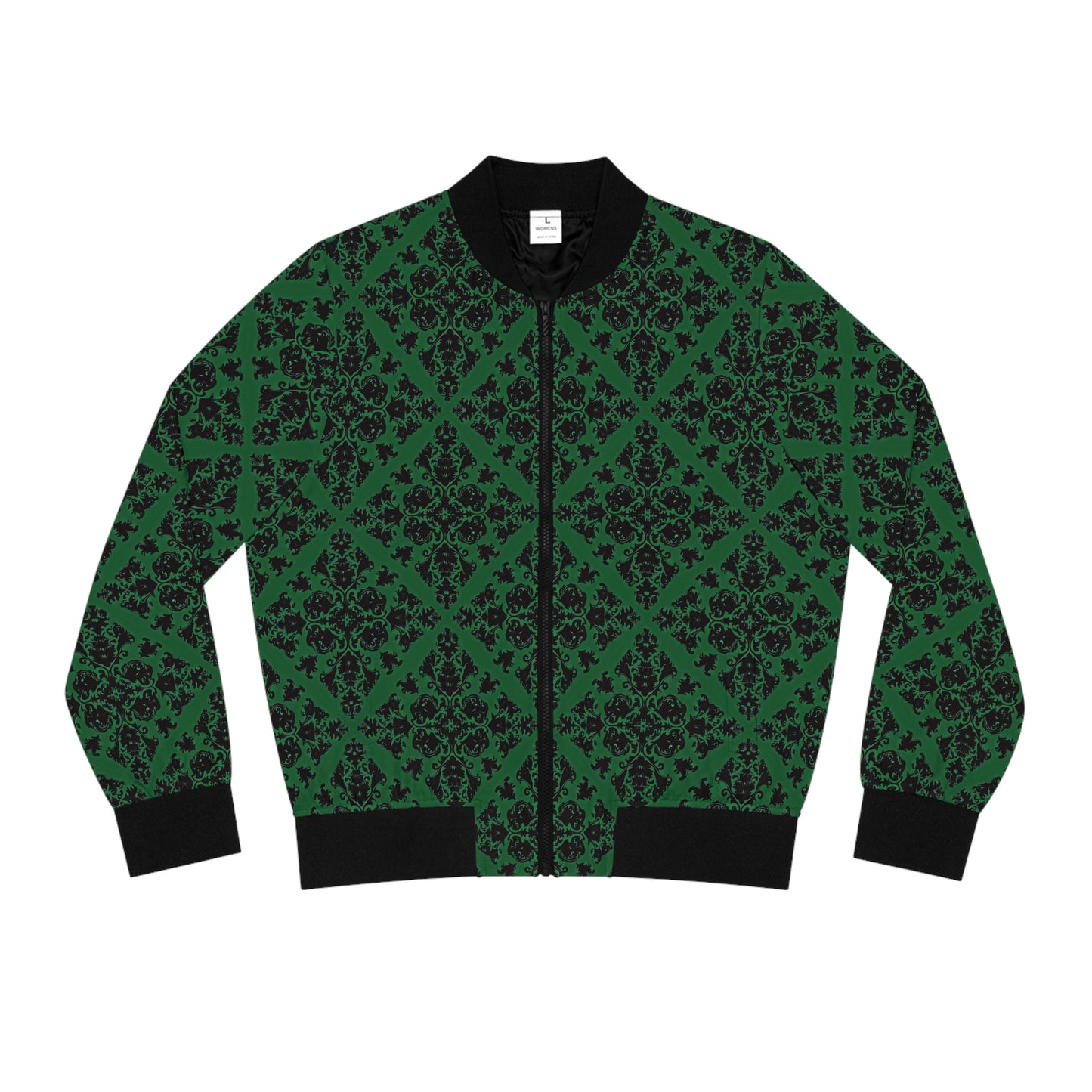 Green Victorian Gothic Pattern Women's Bomber Jacket (AOP)