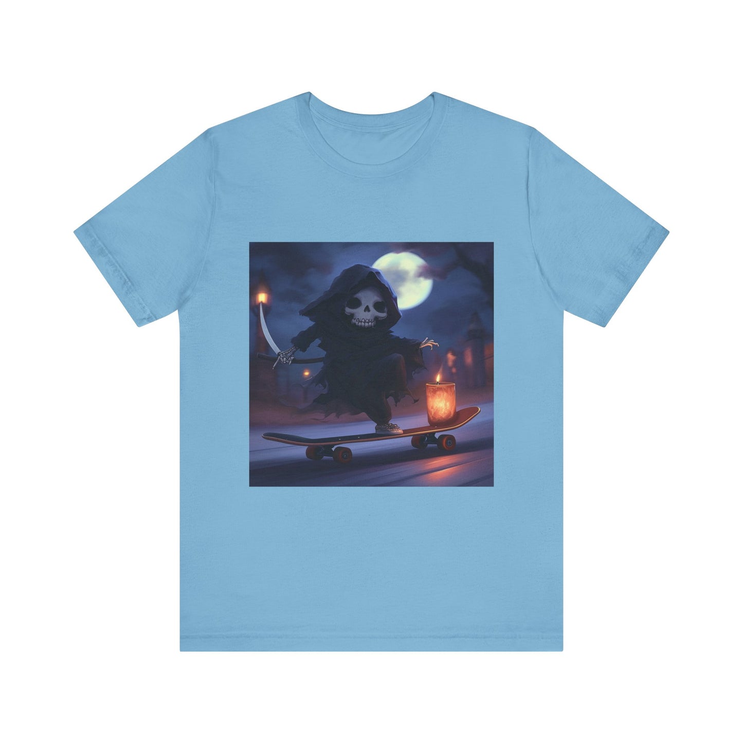 Funny Skater Grim Reaper Unisex Jersey Short Sleeve Tee