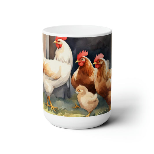 Chicken Flock Ceramic Mug 15oz