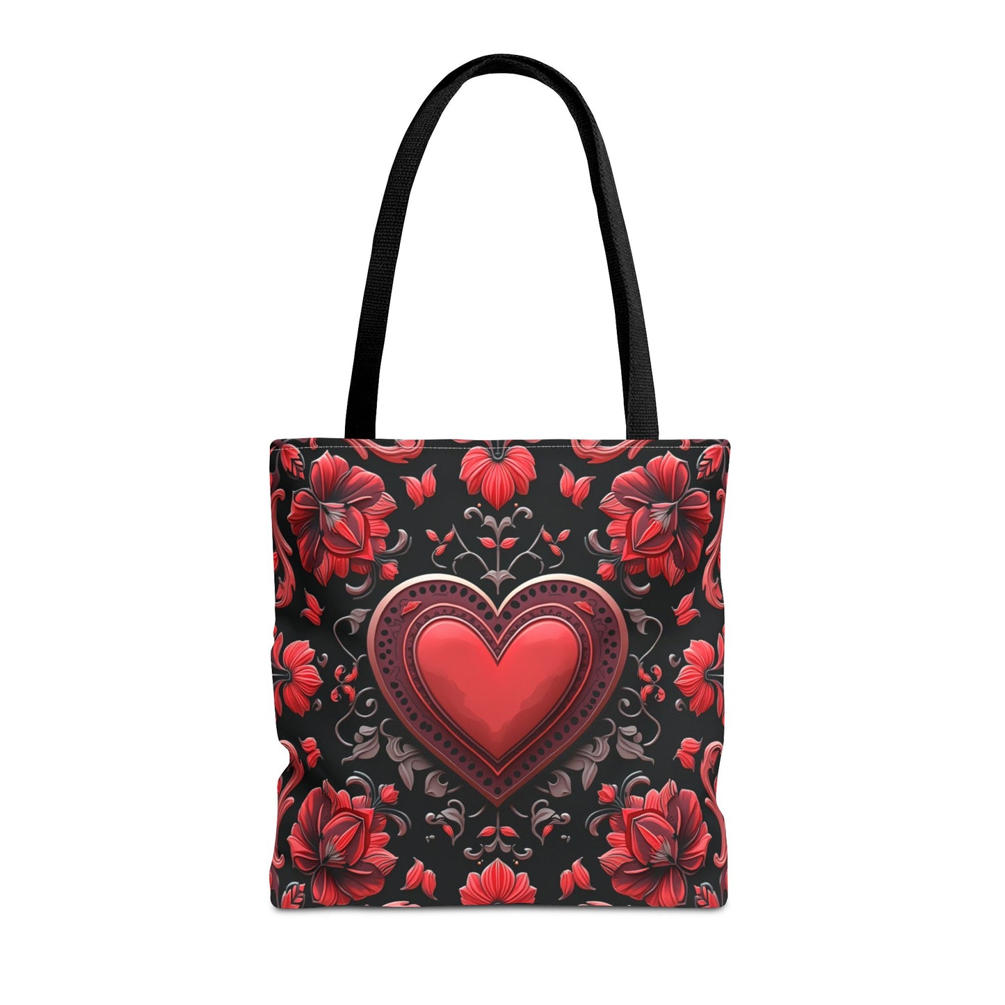 Elegant Floral Heart Design Tote Bag (AOP)