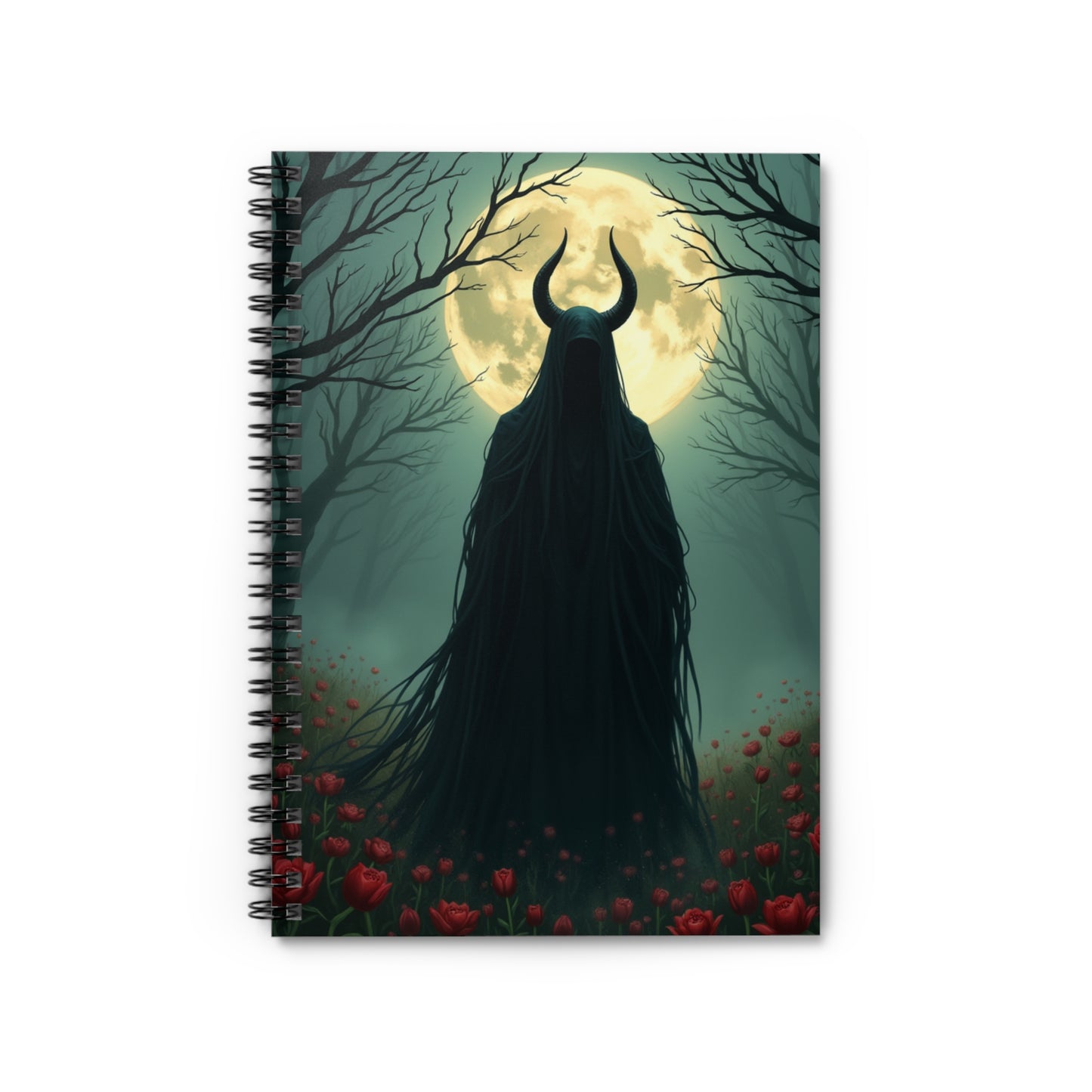 Gothic Flower Field Spiral Notebook - Ruled Line, Dark Aesthetic Journal for Creativity & Planning