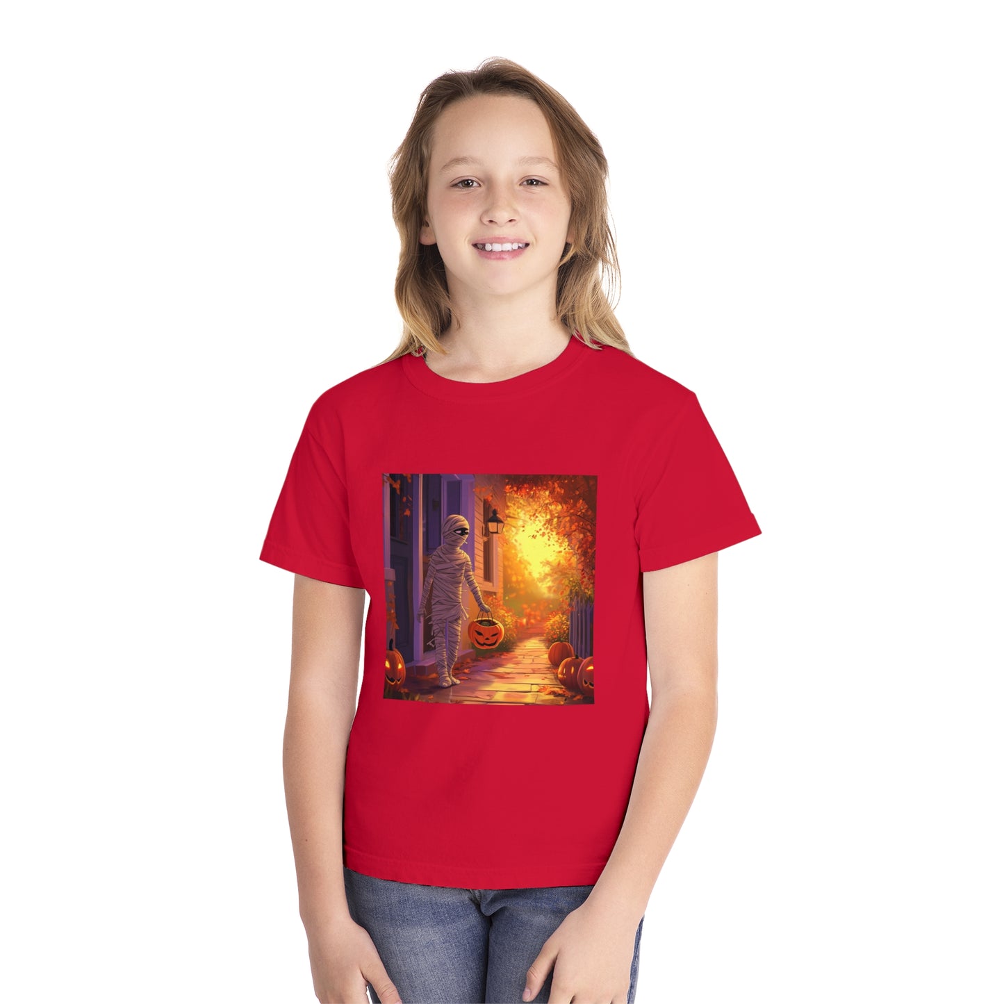 Cute Trick or Treating Mummy Youth Midweight Tee