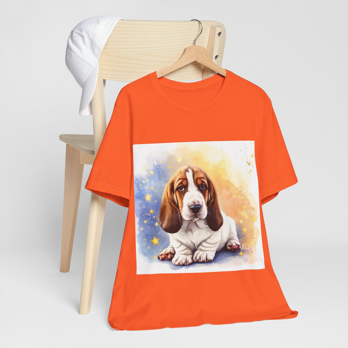 Watercolor Basset Hound Unisex Jersey Short Sleeve Tee