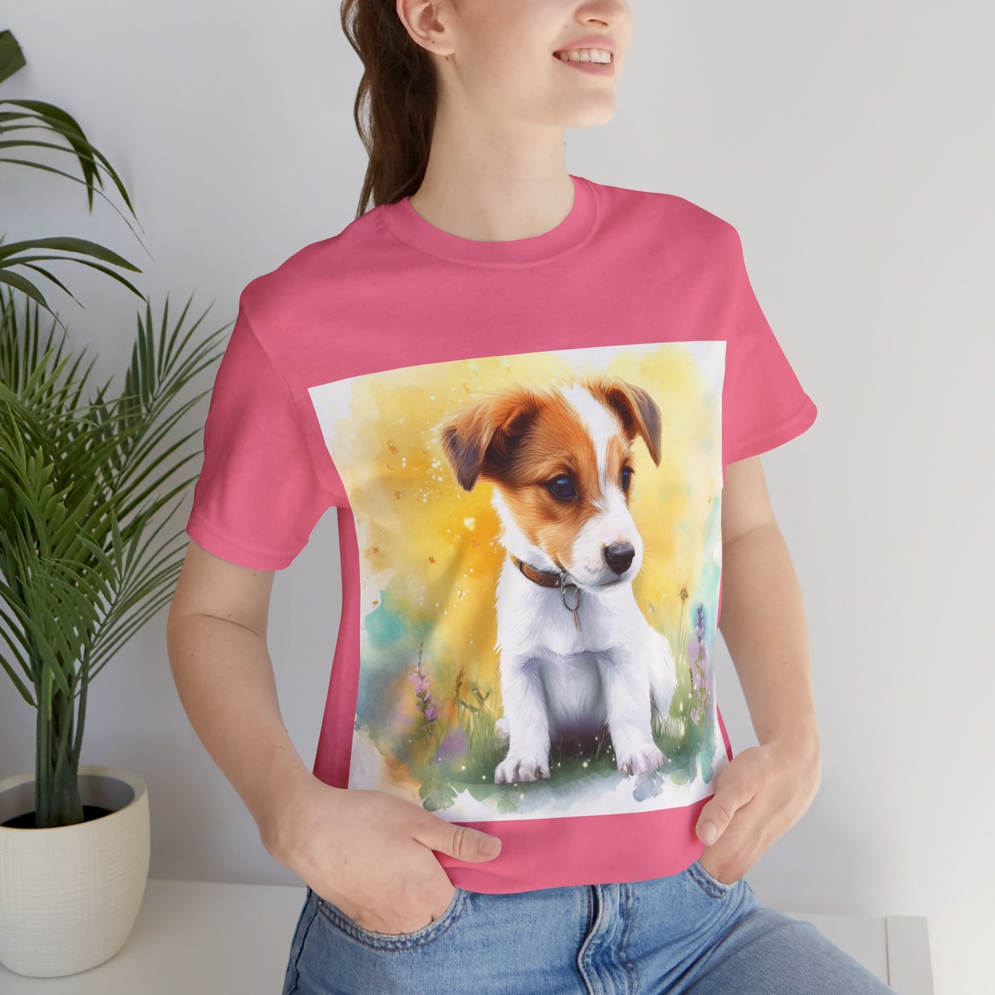 Fuzzy Jack Russell Unisex Jersey Short Sleeve Tee