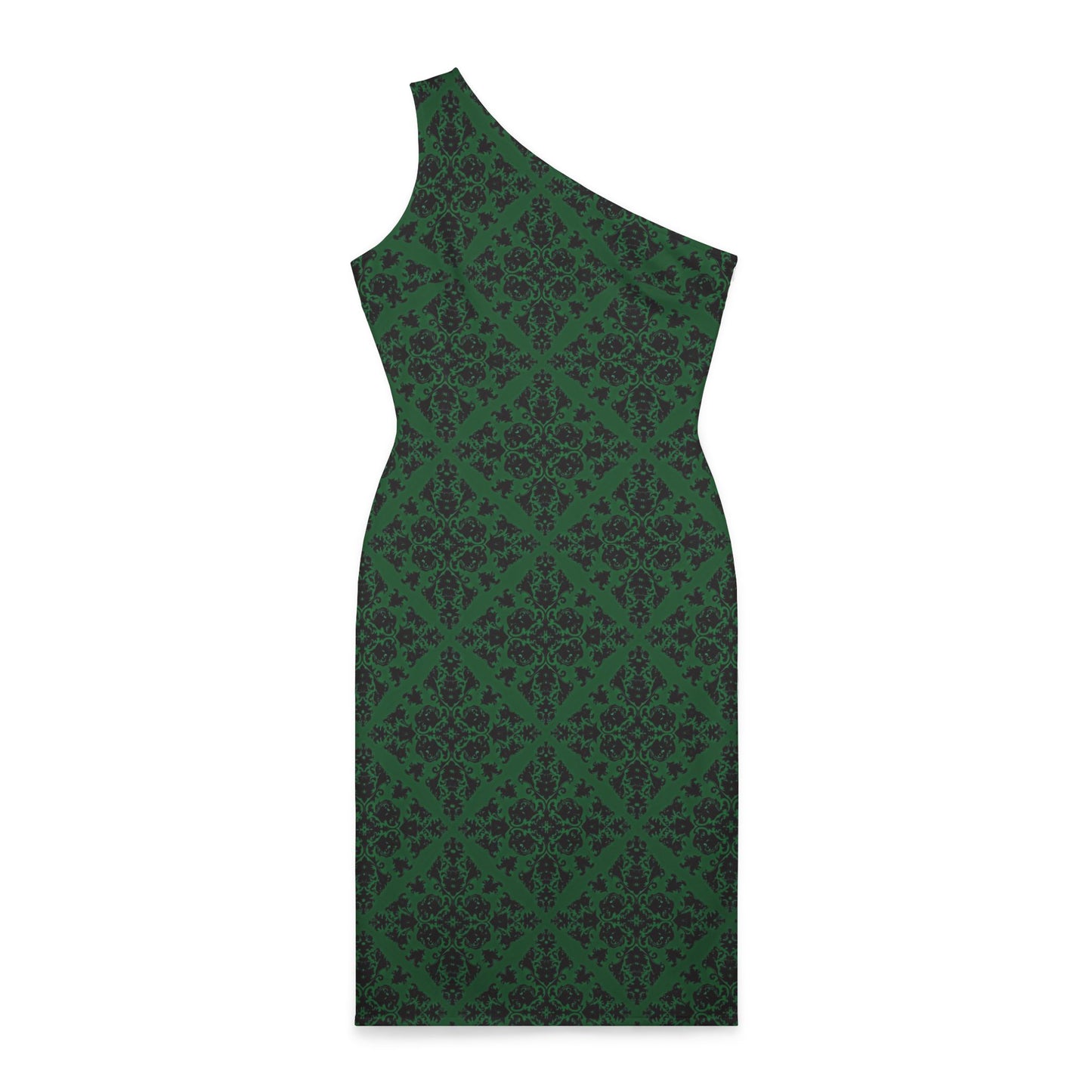Green Victorian Gothic Pattern Shoulder Dress (AOP)