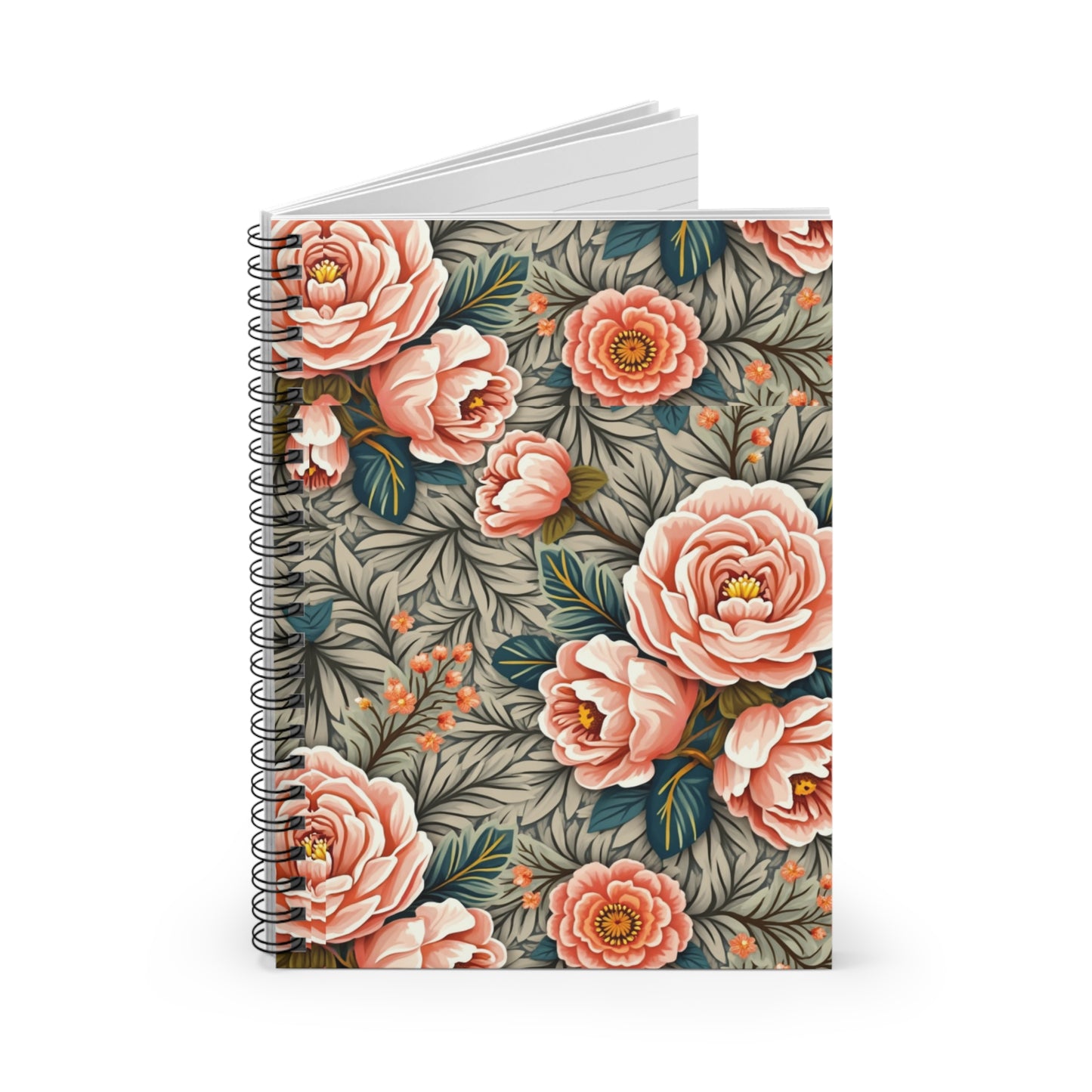 Light Pink Roses Floral Spiral Notebook - Ruled Lines for Creative Souls