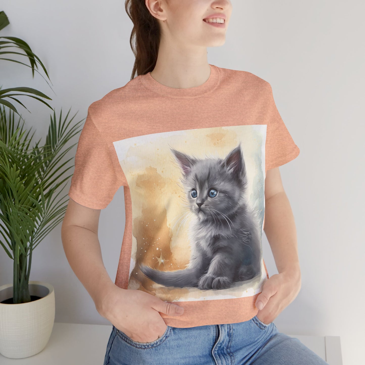 Fluffy Gray Kitten Unisex Jersey Short Sleeve Tee