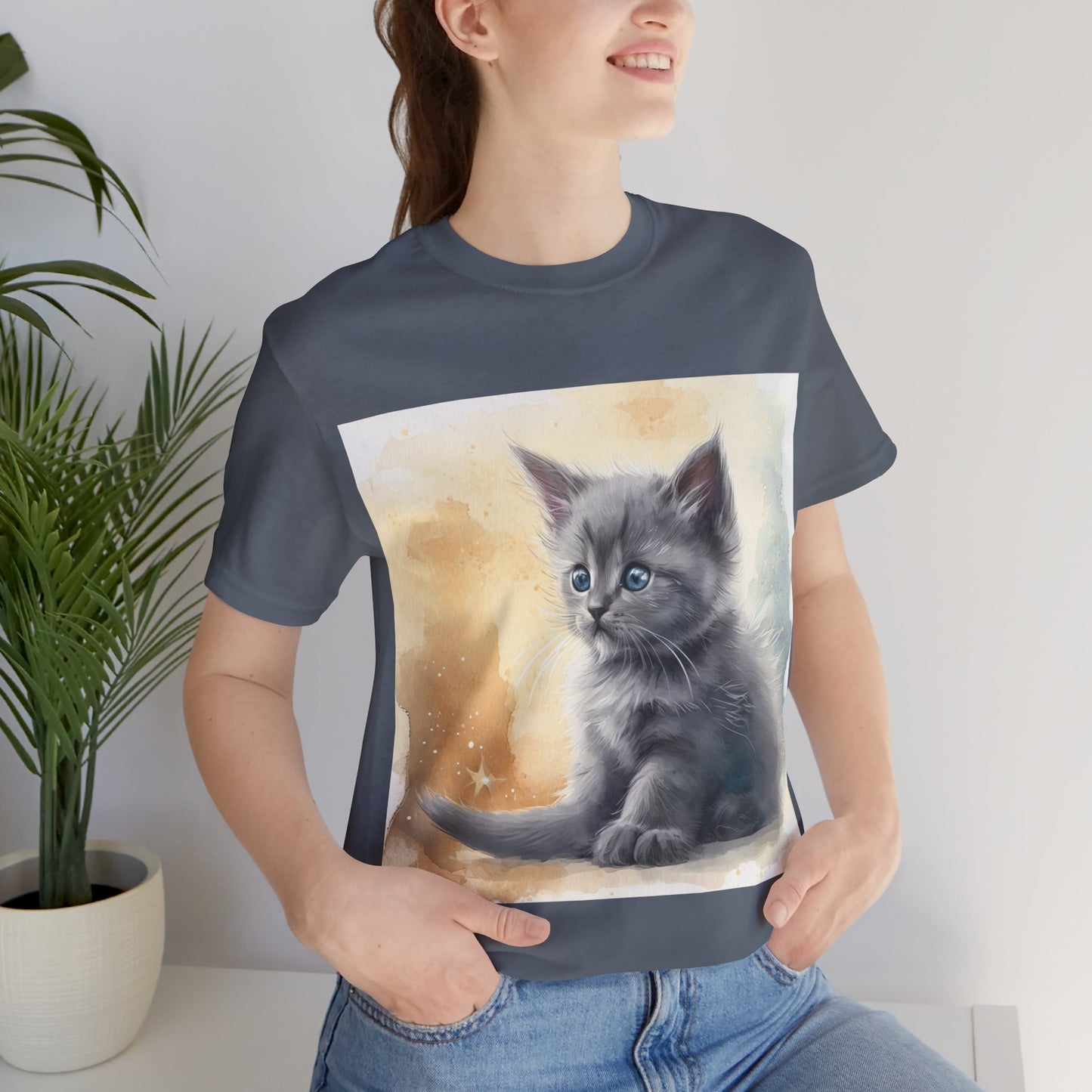 Fluffy Gray Kitten Unisex Jersey Short Sleeve Tee