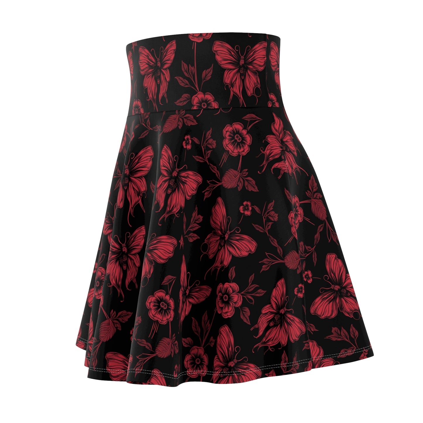 Dark Floral Butterfly Women's Skater Skirt