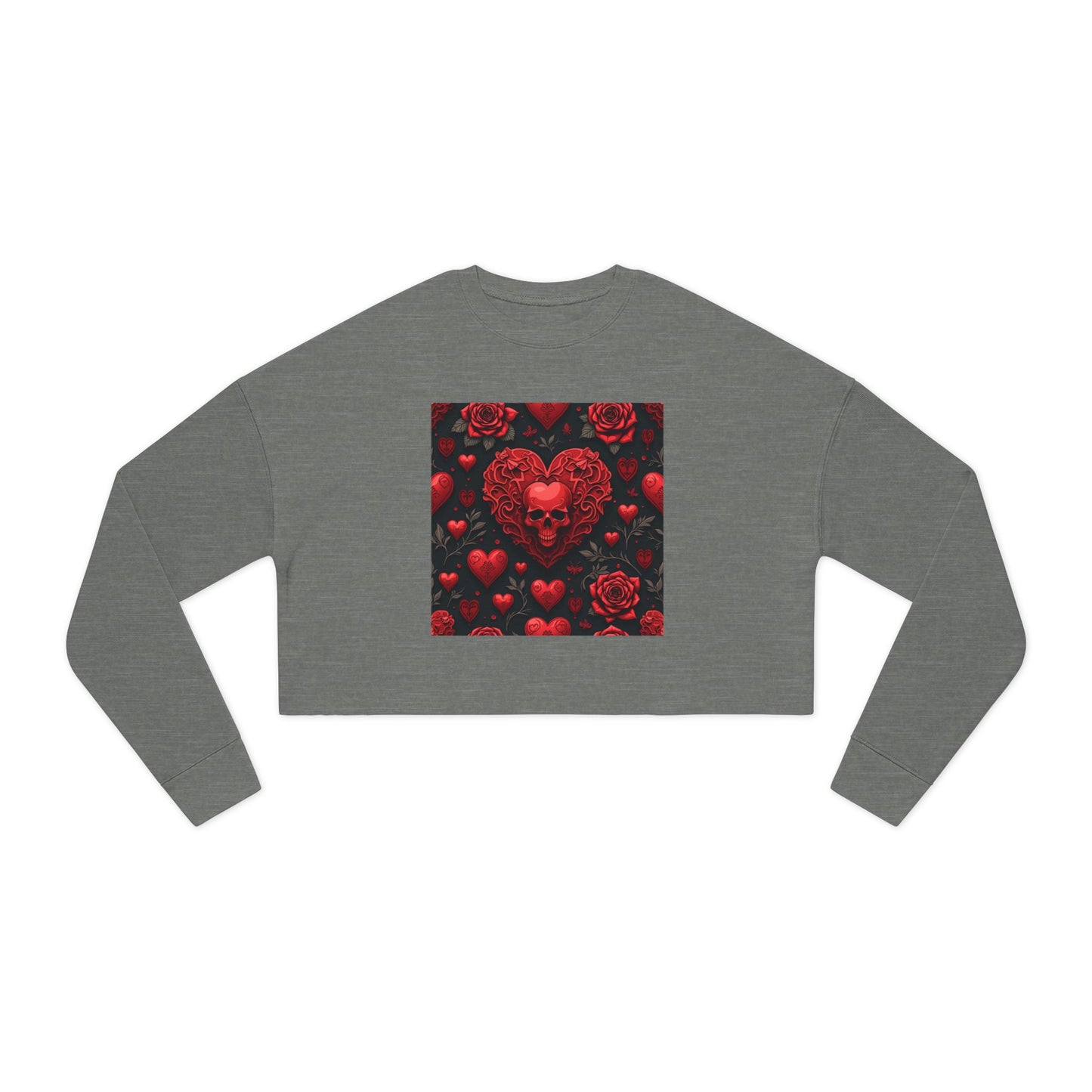 Skull Heart Valentine's Women's Cropped Sweatshirt