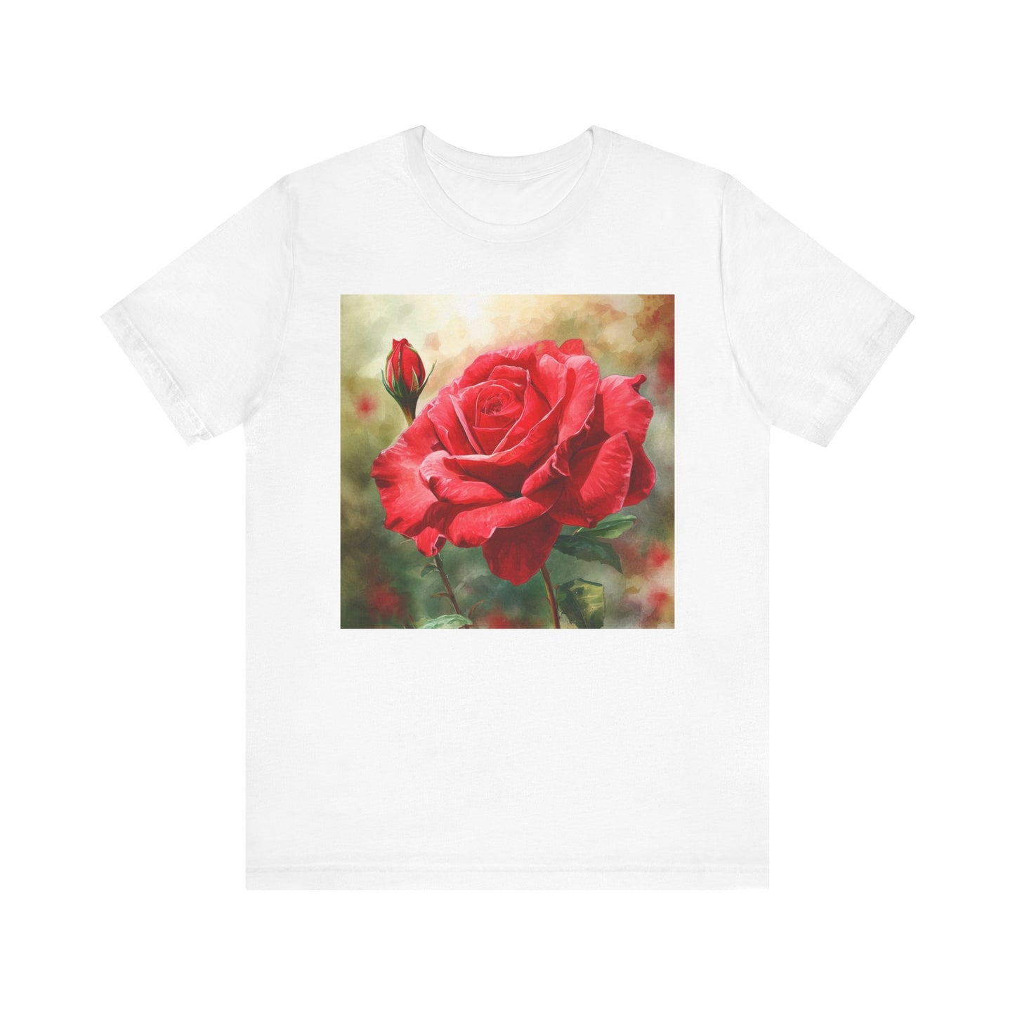 Elegant Rose Short Sleeve Tee - Perfect for Nature Lovers & Everyday Comfort