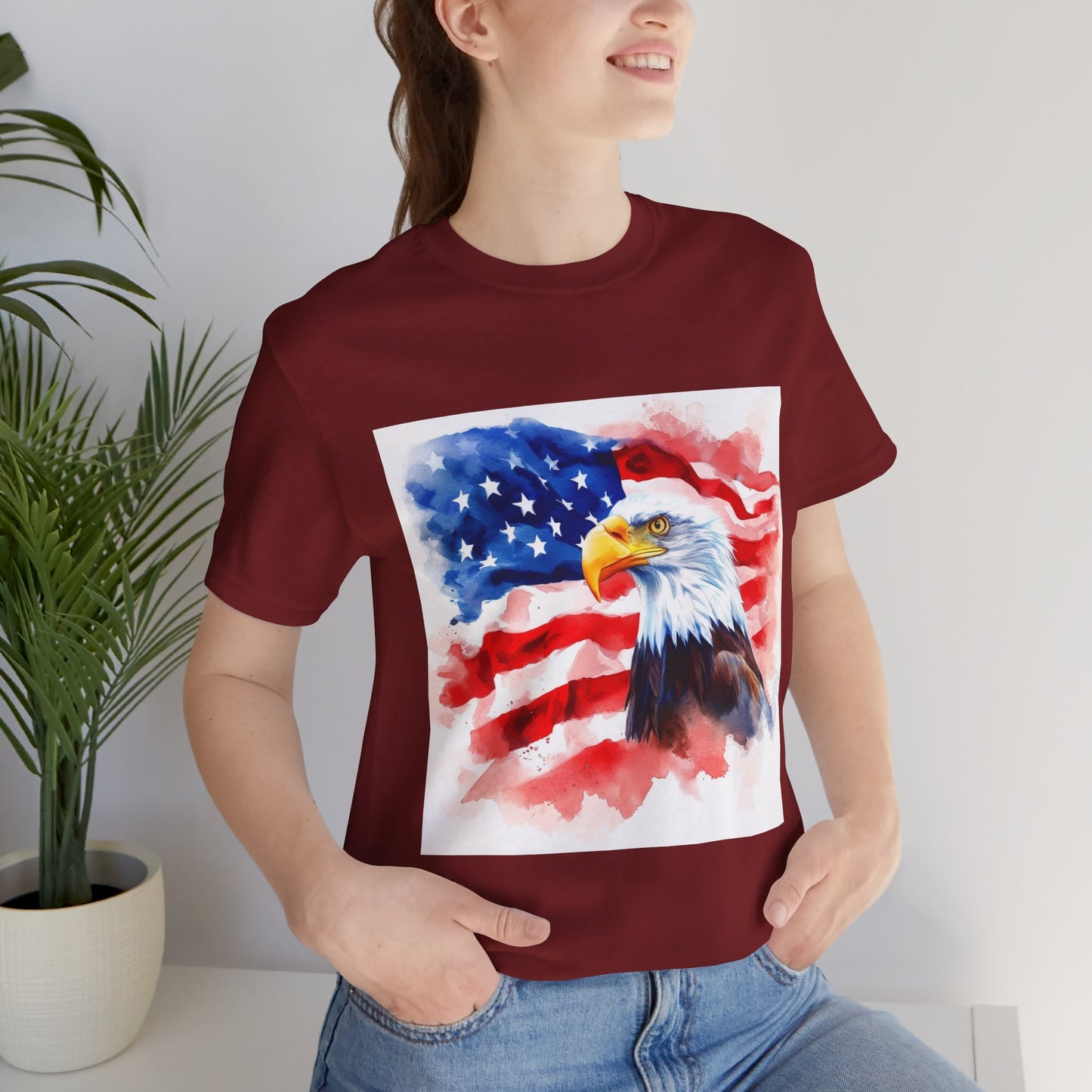 Patriotic Eagle Unisex Tee - American Flag Design