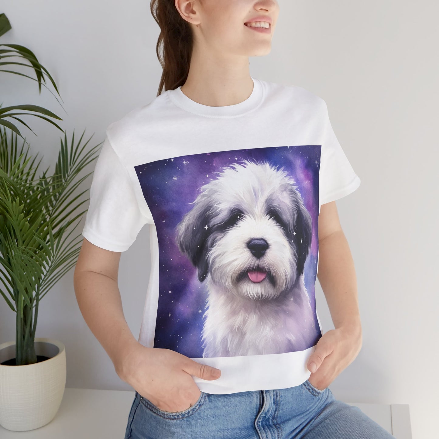 Galaxy Old English Sheepdog Unisex Jersey Short Sleeve Tee
