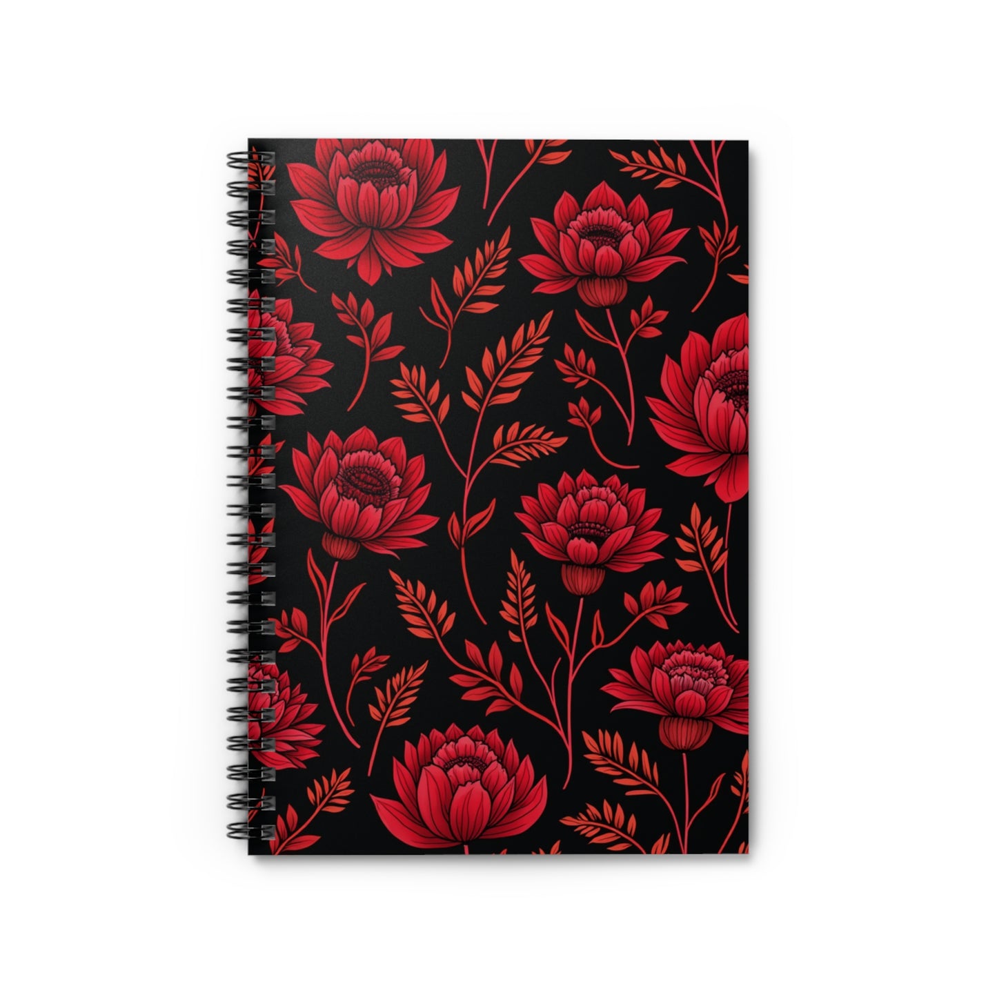Elegant Dark Red Floral Spiral Notebook - Ruled Lines for Creative Minds