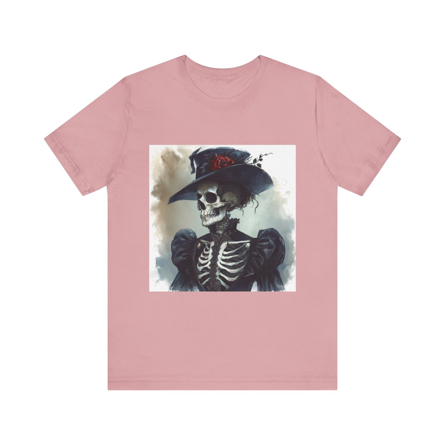 Rose Hat Skeleton Unisex Jersey Short Sleeve Tee