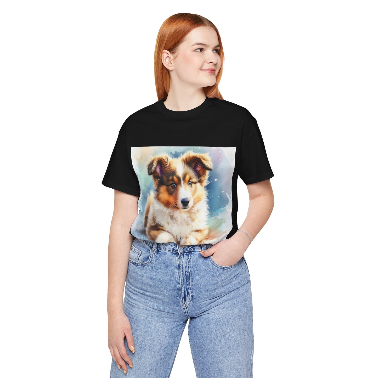 Watercolor Shetland Sheepdog Unisex Jersey Short Sleeve Tee