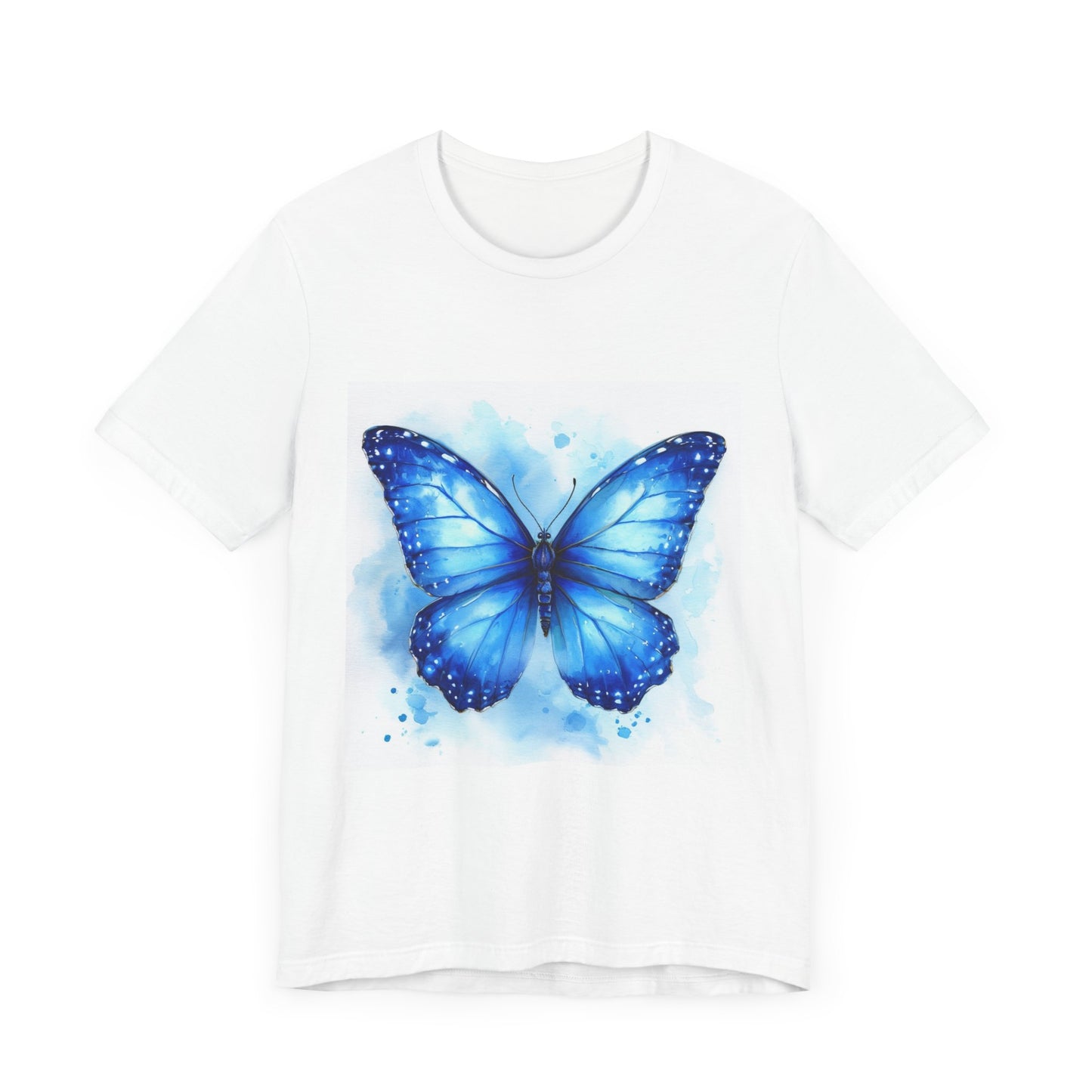 Blue Watercolor Butterfly Unisex Jersey Tee - Nature Inspired T-Shirt