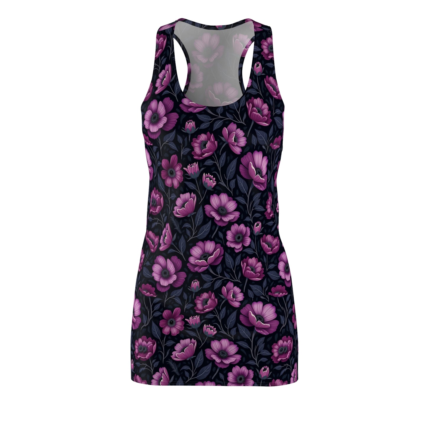 Black and Purple Floral Racerback Dress - Women's Summer Style with Vibrant Purple Flowers
