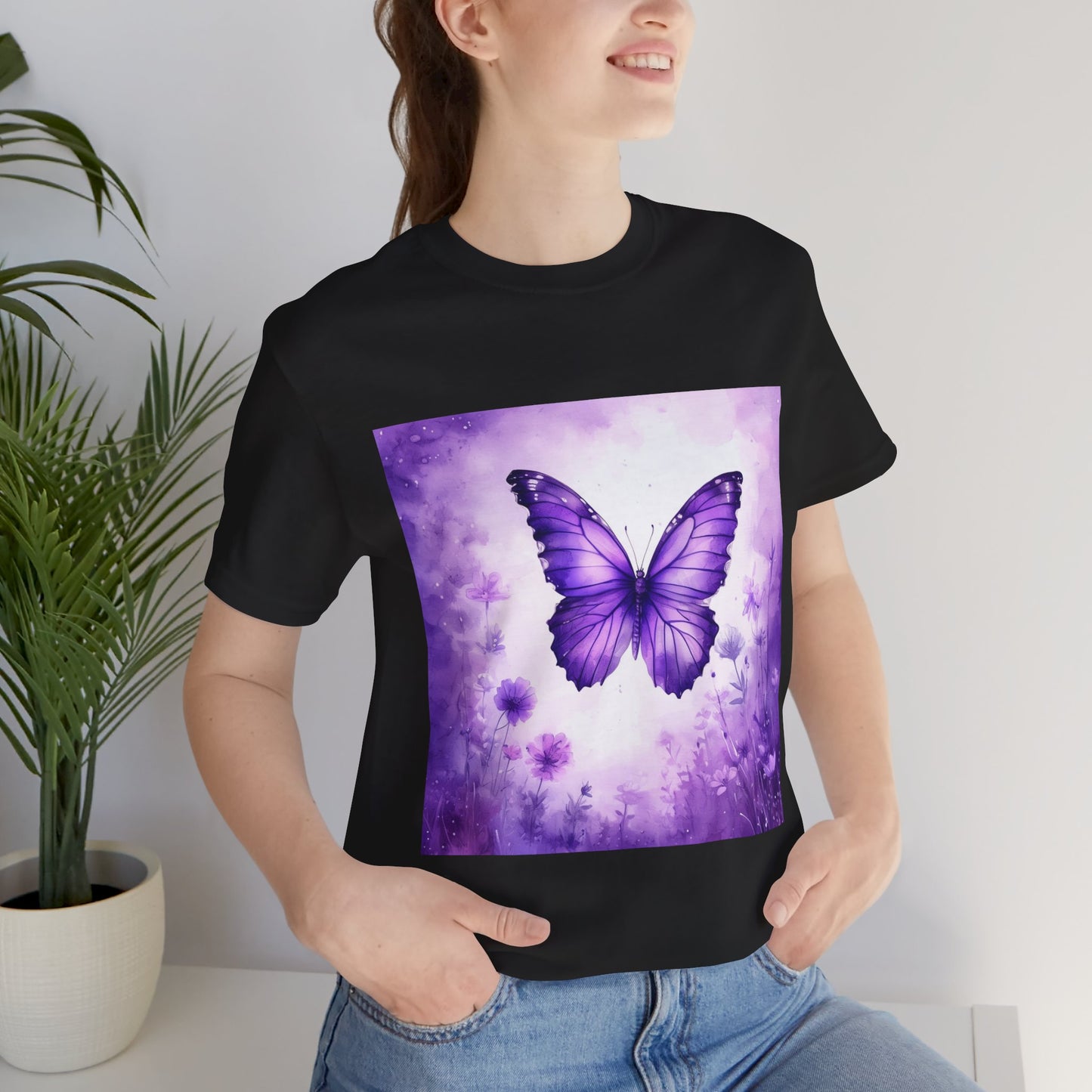 Lavender Flutter Unisex Short Sleeve Tee - Nature Inspired T-Shirt for Relaxed Days