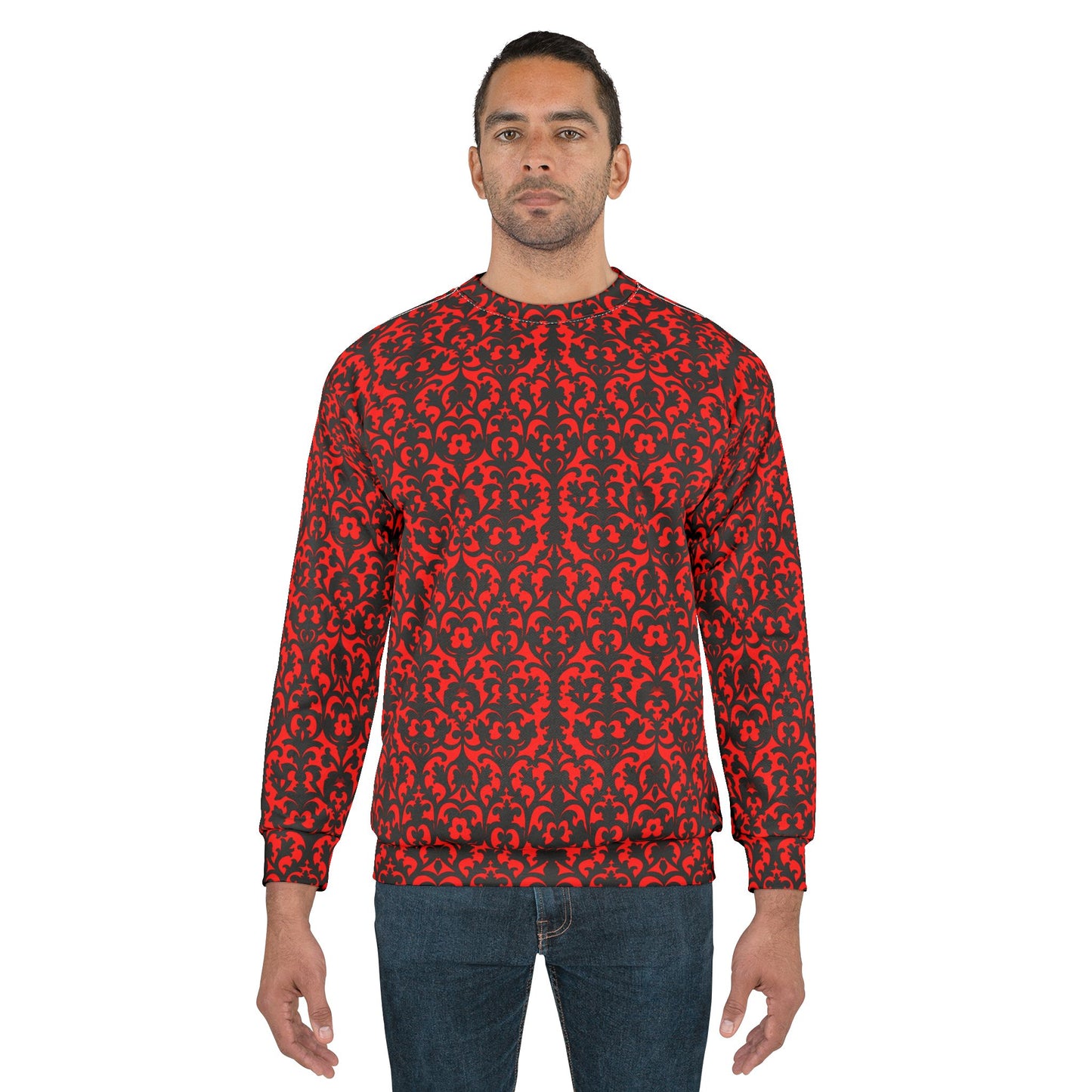 Red Victorian Gothic Damask Unisex Sweatshirt (AOP)