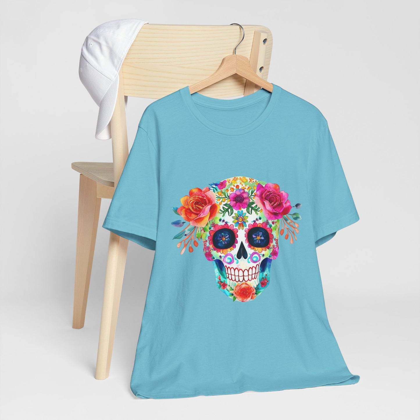 Day of the Dead Floral Sugar Skull Unisex Jersey Short Sleeve Tee