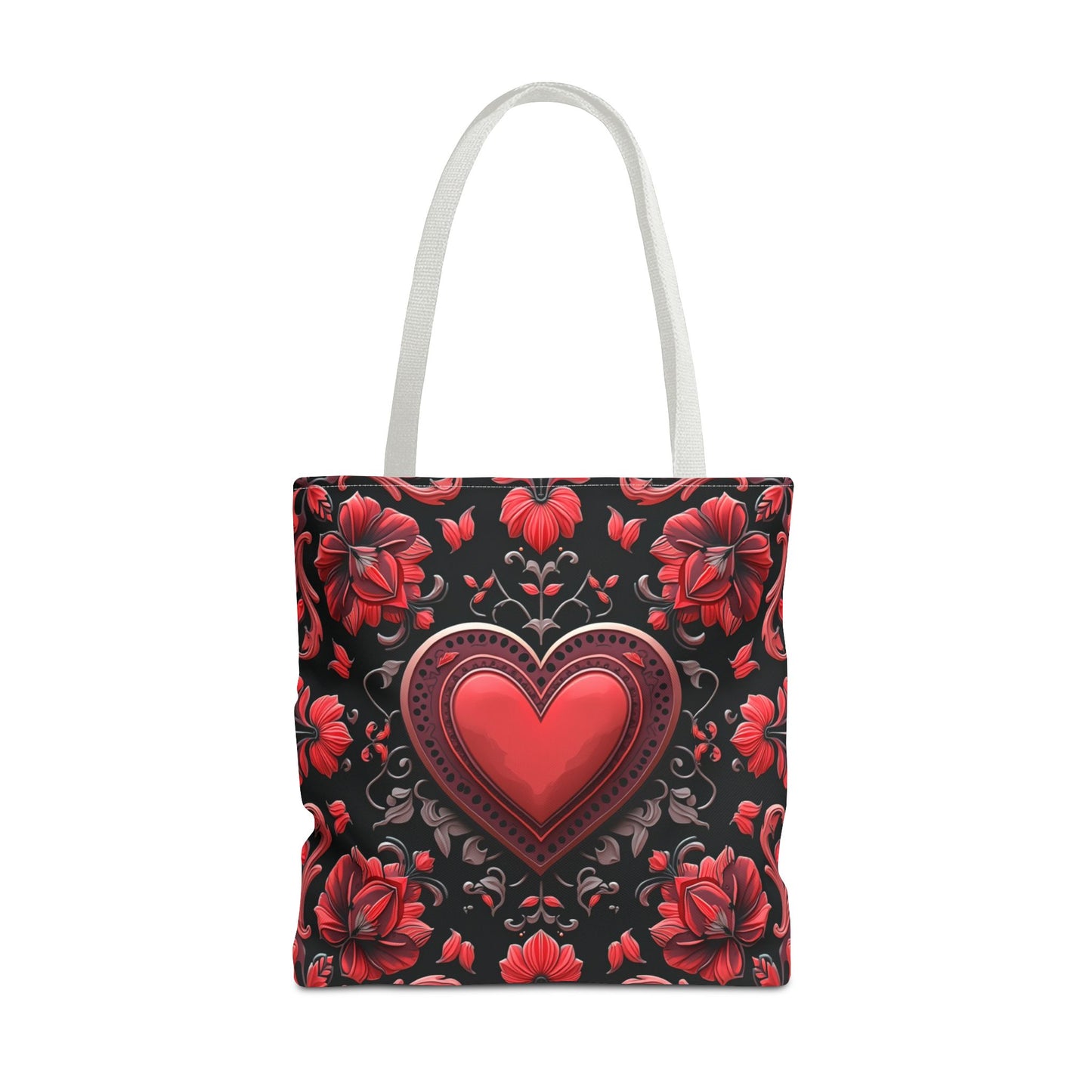 Elegant Floral Heart Design Tote Bag (AOP)